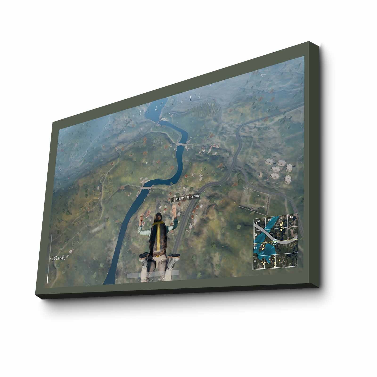 Quadro Decorativo em Tela 45x70cm - Pintura Multicolor com Moldura de Pinho Natural