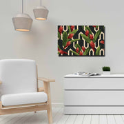 Quadro Decorativo em Tela 45x70cm - Pintura Multicolor com Moldura de Pinho Natural