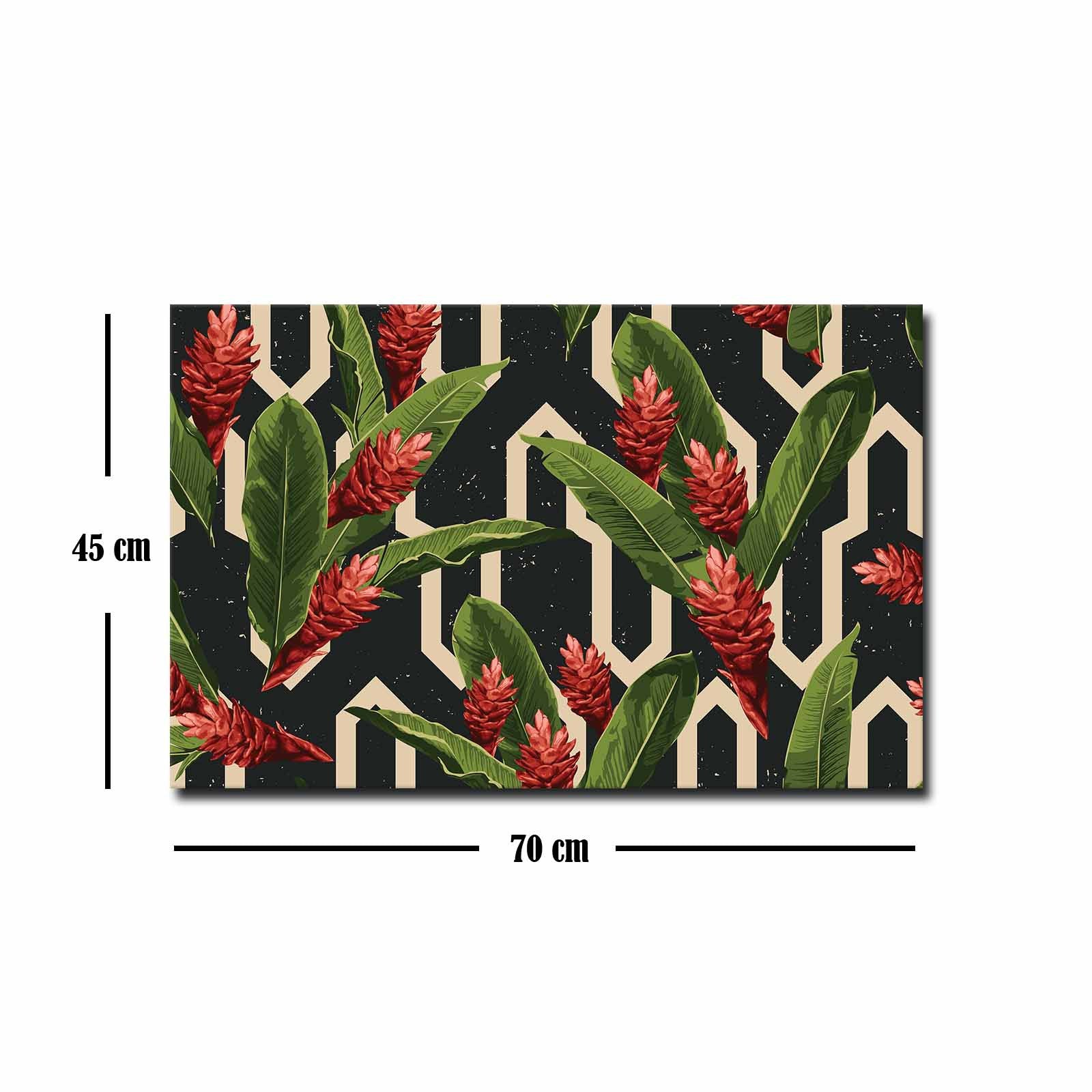 Quadro Decorativo em Tela 45x70cm - Pintura Multicolor com Moldura de Pinho Natural