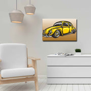 Quadro Decorativo em Tela 45x70cm - Pintura Multicolor com Moldura de Pinho Natural