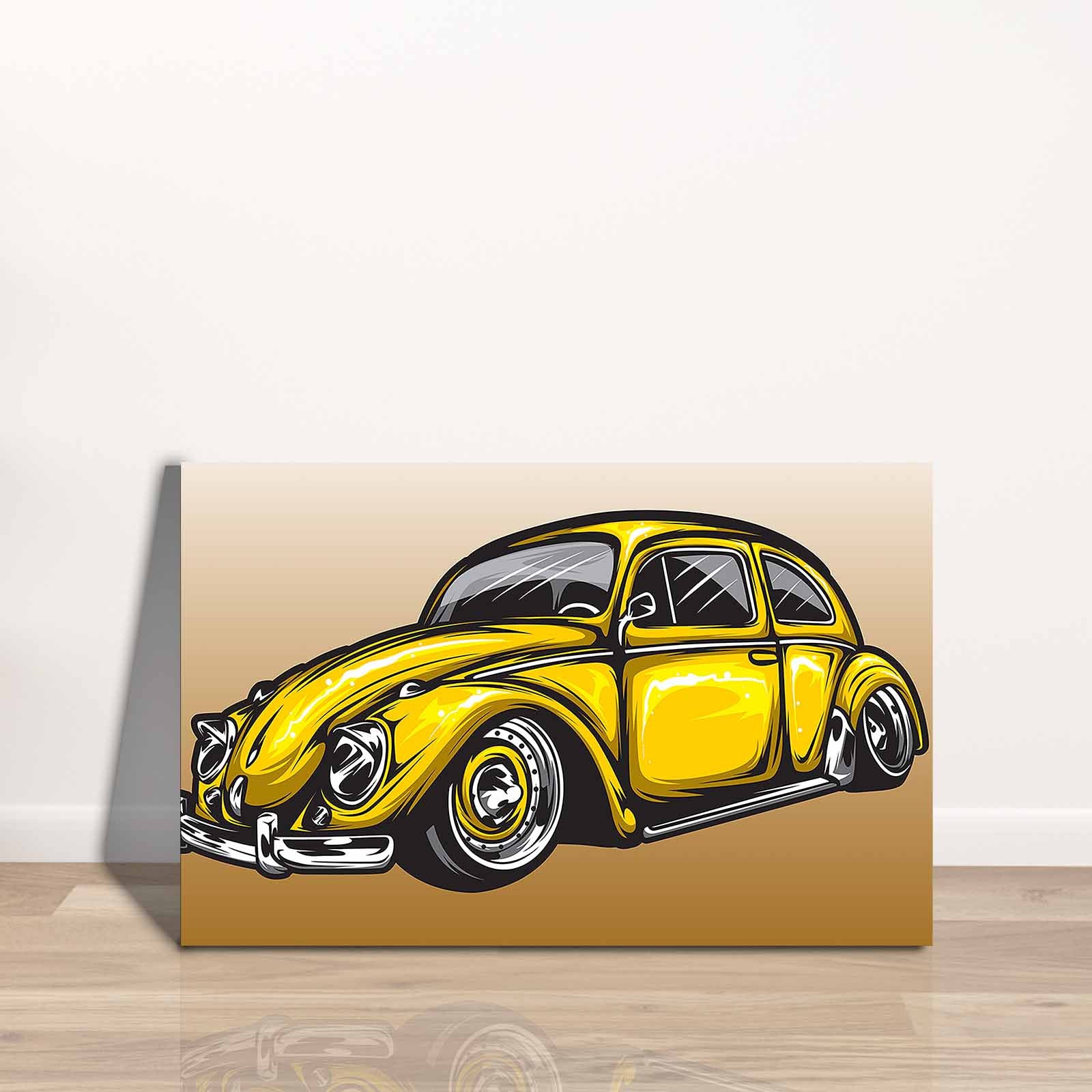 Quadro Decorativo em Tela 45x70cm - Pintura Multicolor com Moldura de Pinho Natural