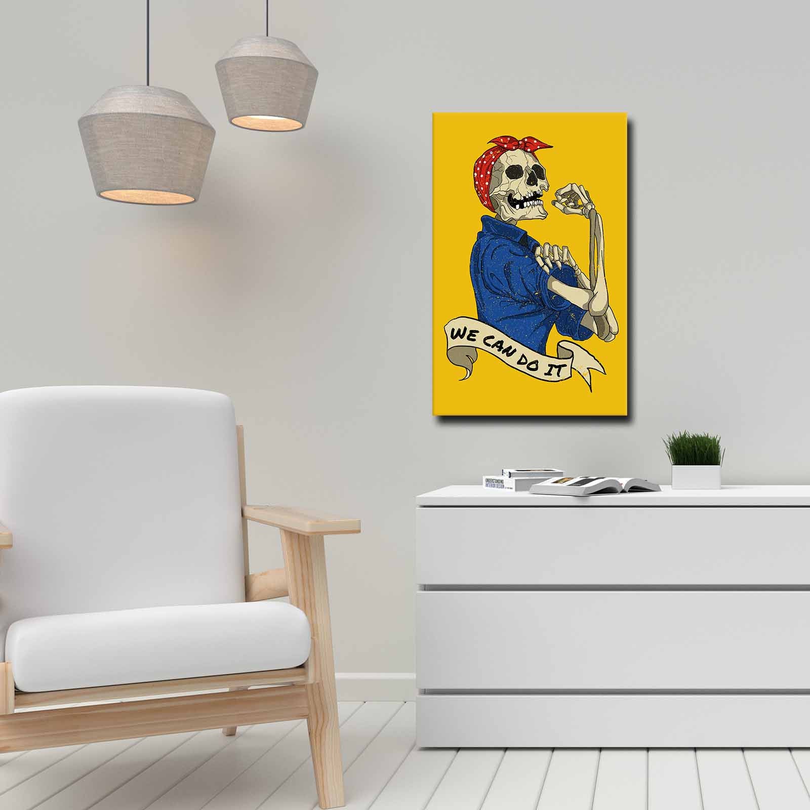 Quadro Decorativo em Tela 45x70cm - Pintura Multicolor com Moldura de Pinho Natural