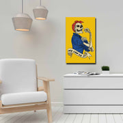 Quadro Decorativo em Tela 45x70cm - Pintura Multicolor com Moldura de Pinho Natural