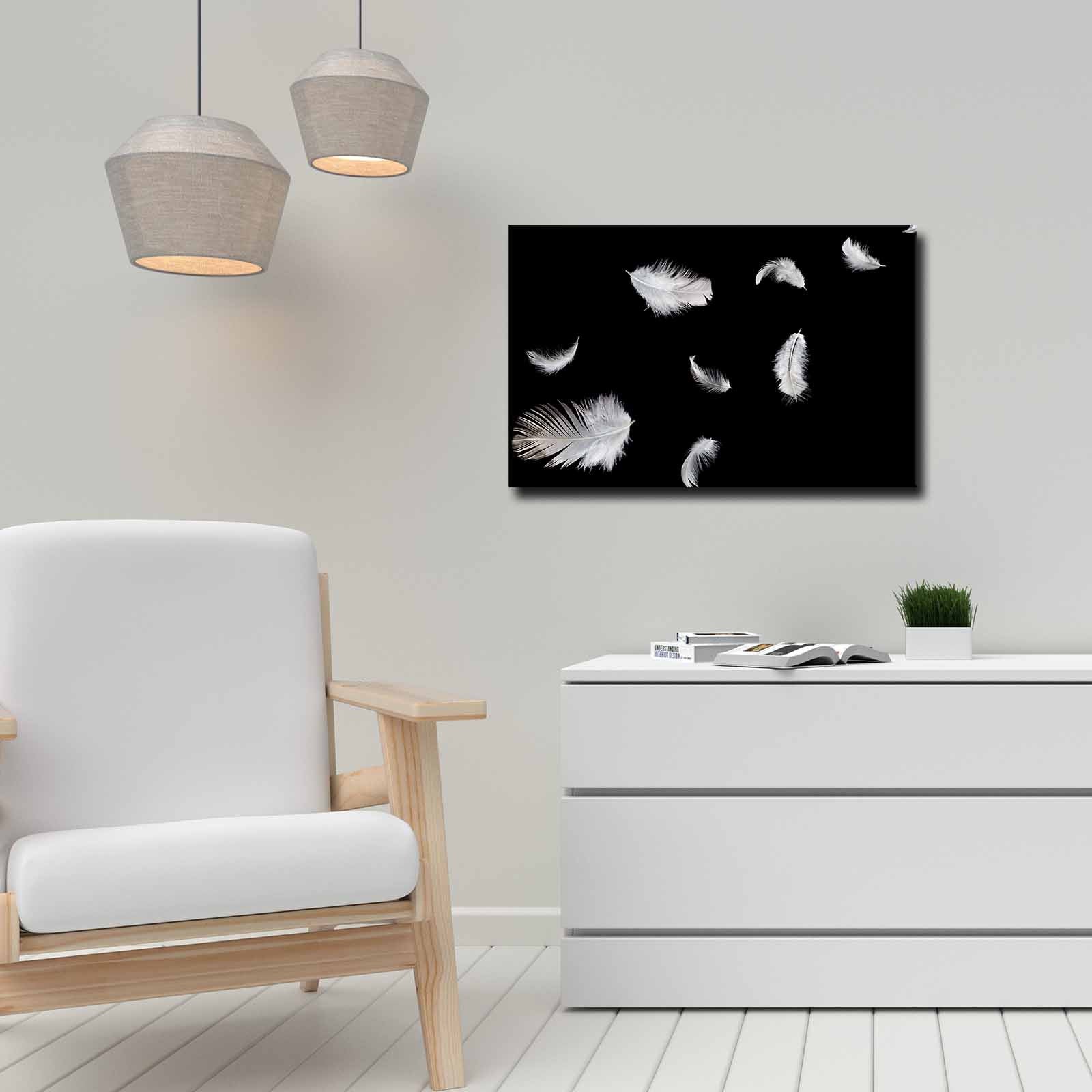 Quadro Decorativo em Tela 45x70cm - Pintura Multicolor com Moldura de Pinho Natural