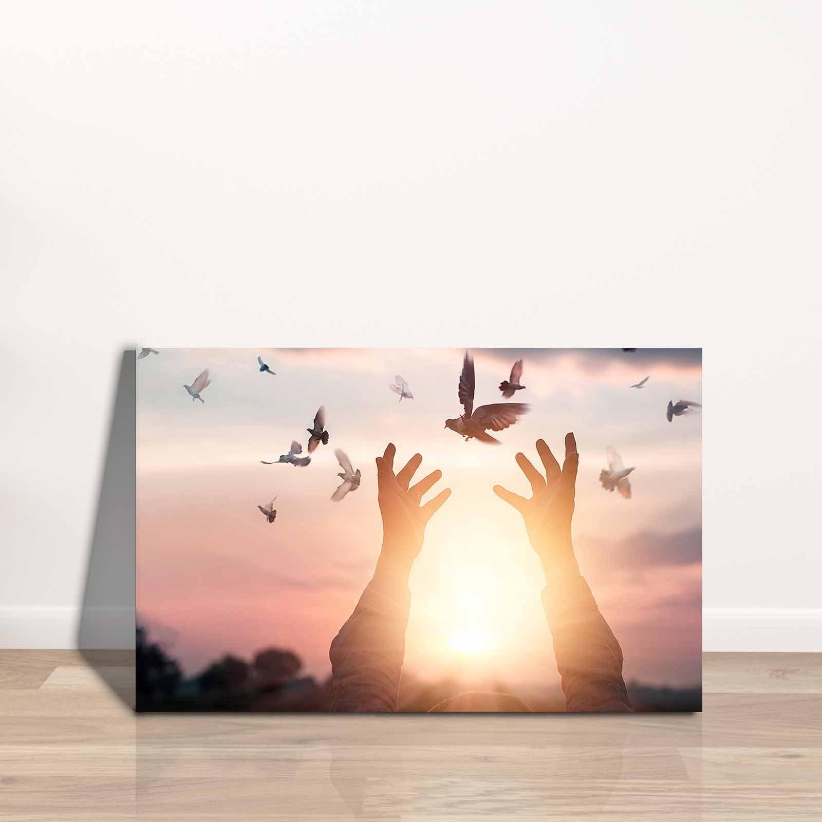 Quadro Decorativo em Tela 45x70cm - Pintura Multicolor com Moldura de Pinho Natural