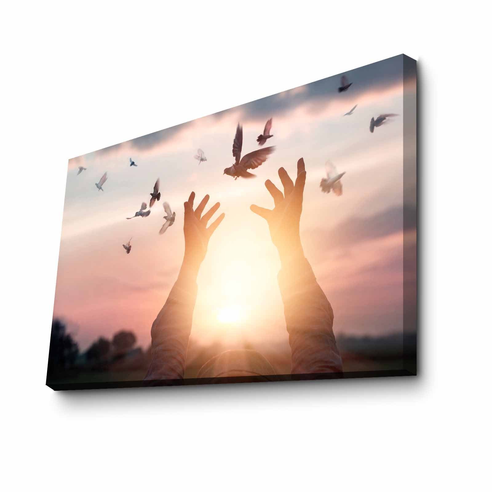 Quadro Decorativo em Tela 45x70cm - Pintura Multicolor com Moldura de Pinho Natural