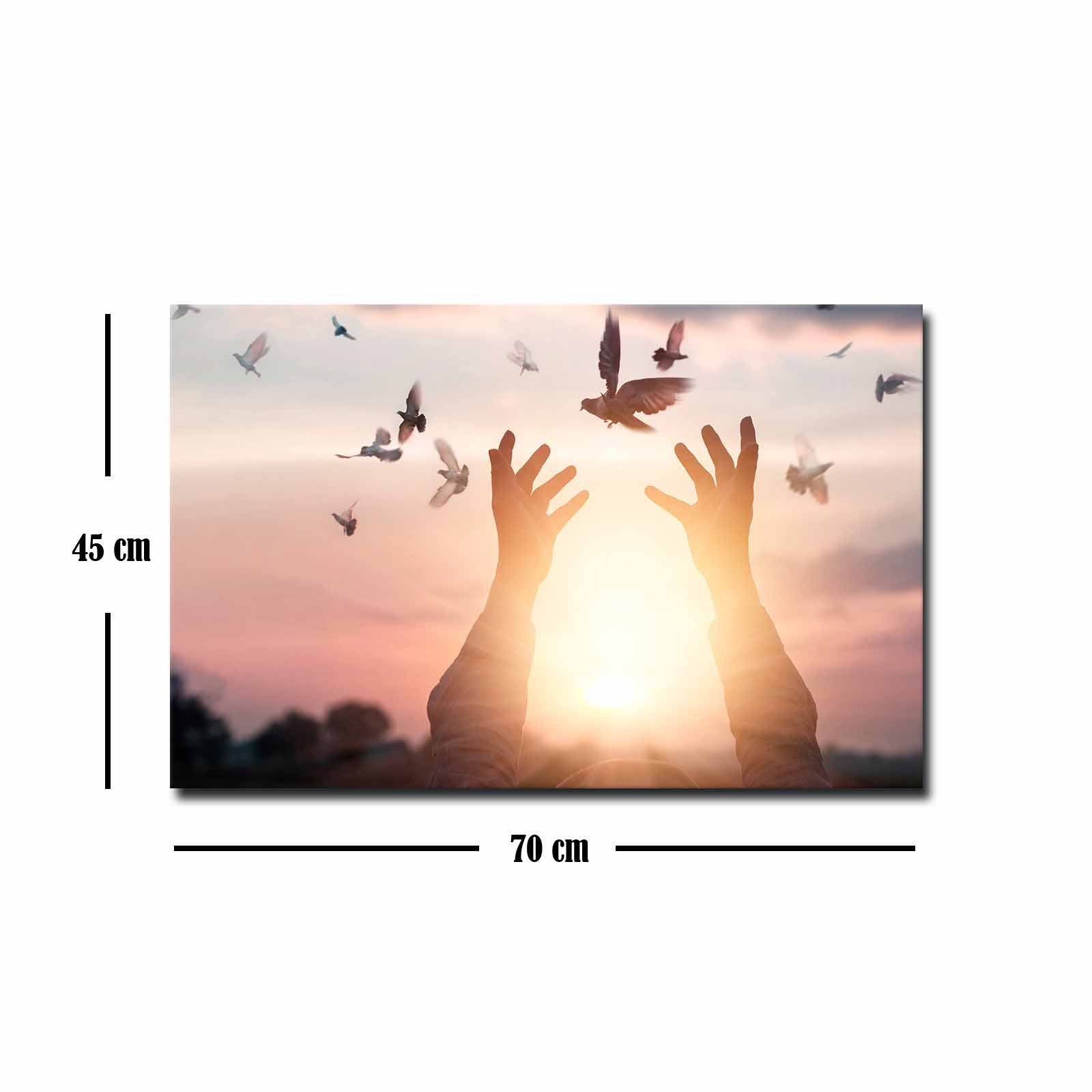 Quadro Decorativo em Tela 45x70cm - Pintura Multicolor com Moldura de Pinho Natural