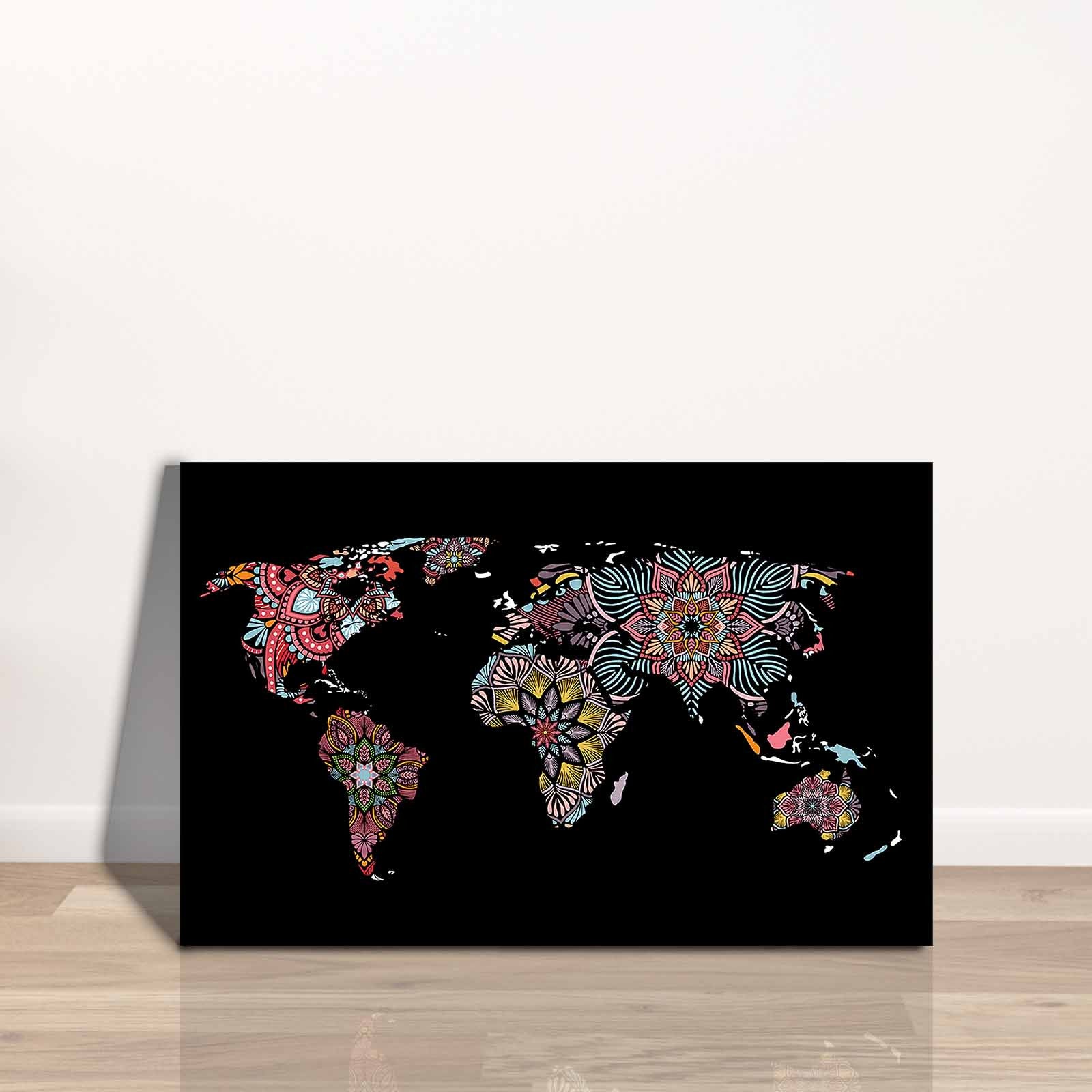 Quadro Decorativo em Tela 45x70cm - Pintura Multicolor com Moldura de Pinho Natural