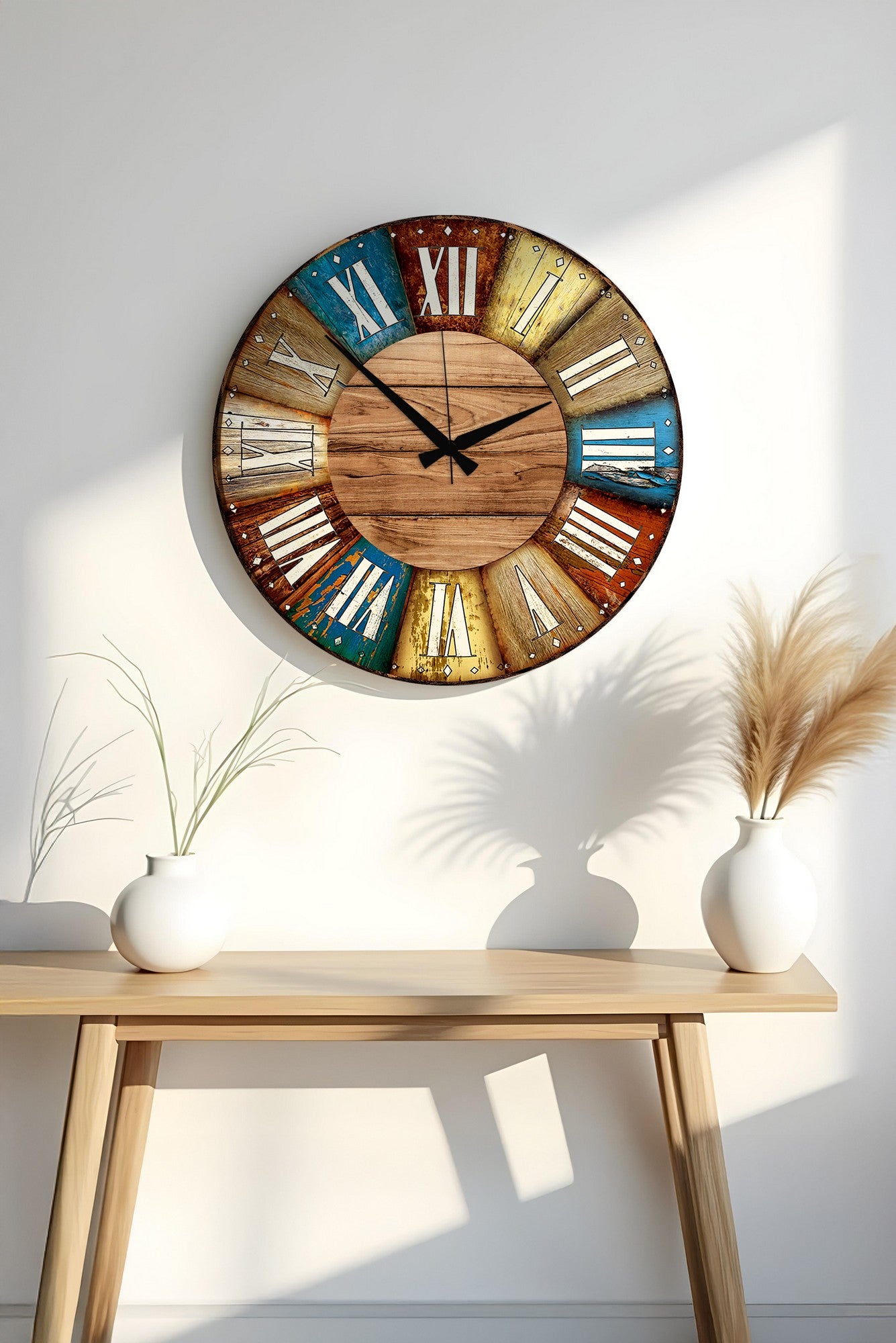Relógio Decorativo MDF Multicolor 50x50cm - Design Moderno para Decoração de Interiores