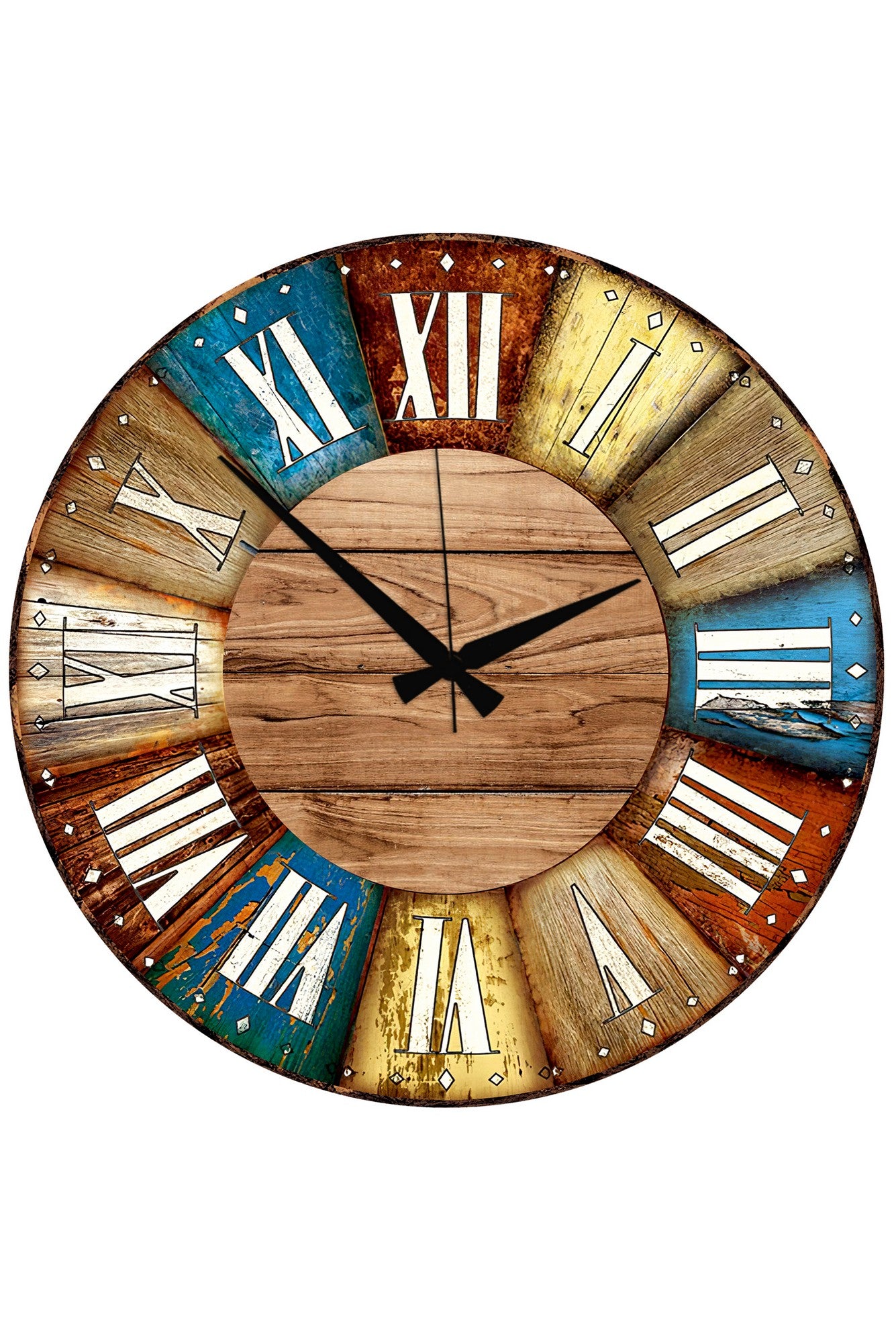 Relógio Decorativo MDF Multicolor 50x50cm - Design Moderno para Decoração de Interiores