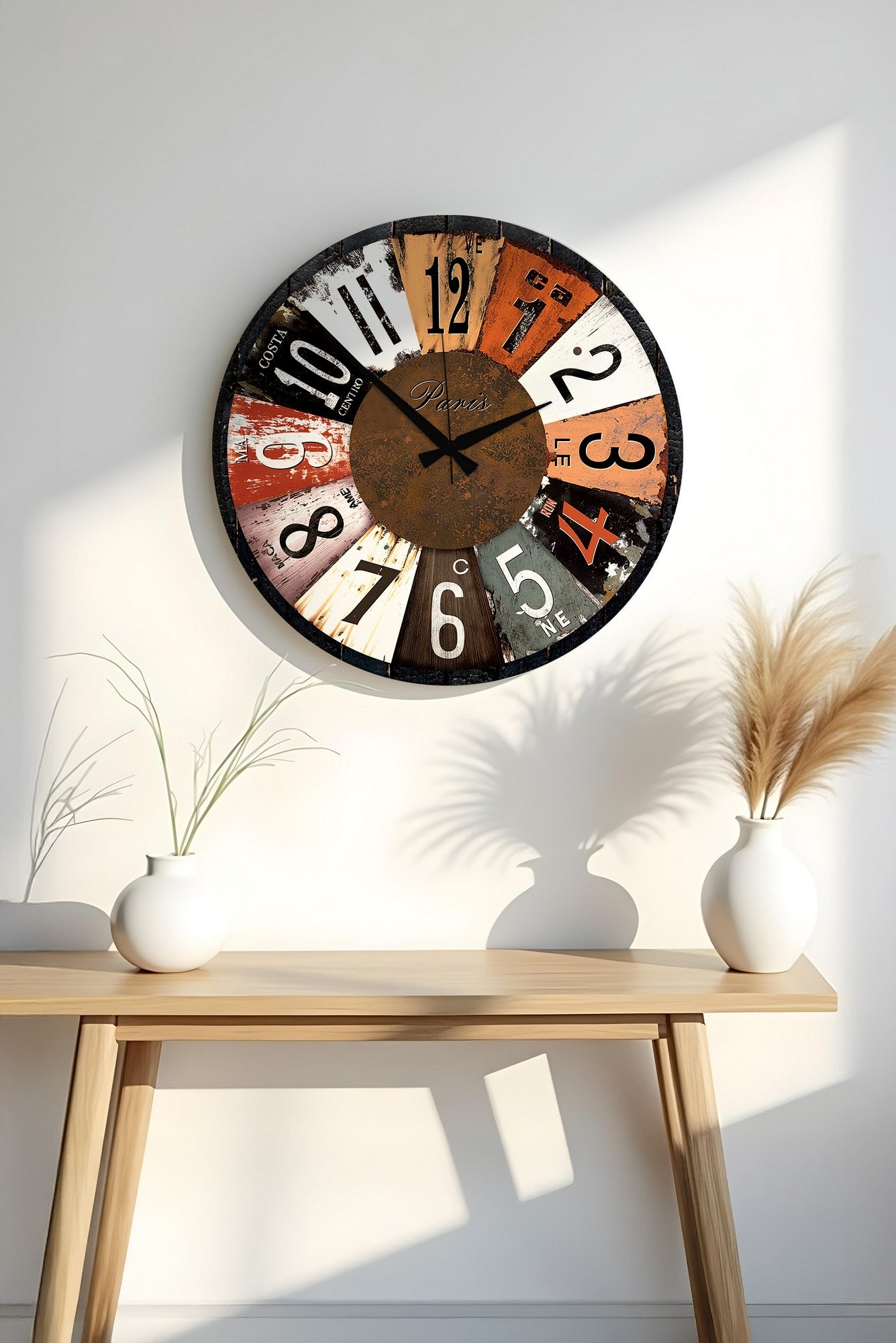 Relógio Decorativo MDF Multicolor 50x50cm - Design Moderno para Decoração de Interiores