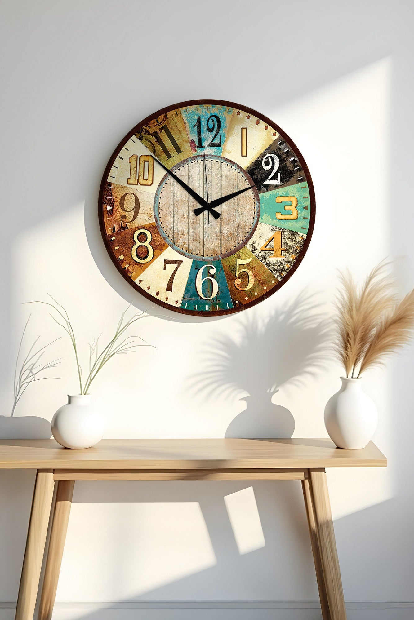Relógio Decorativo MDF Multicolor 50x50cm - Design Moderno para Decoração de Interiores