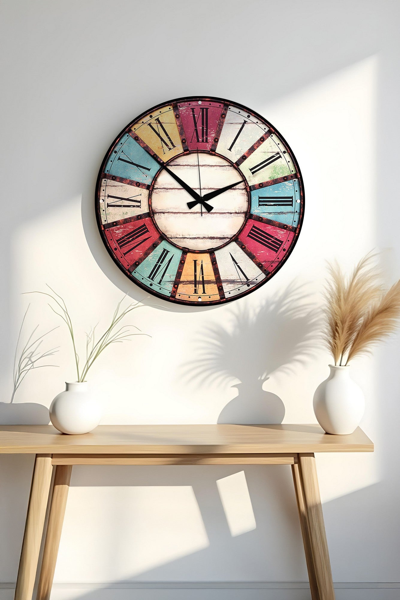 Relógio Decorativo MDF Multicolor 50x50cm - Design Moderno para Decoração de Interiores