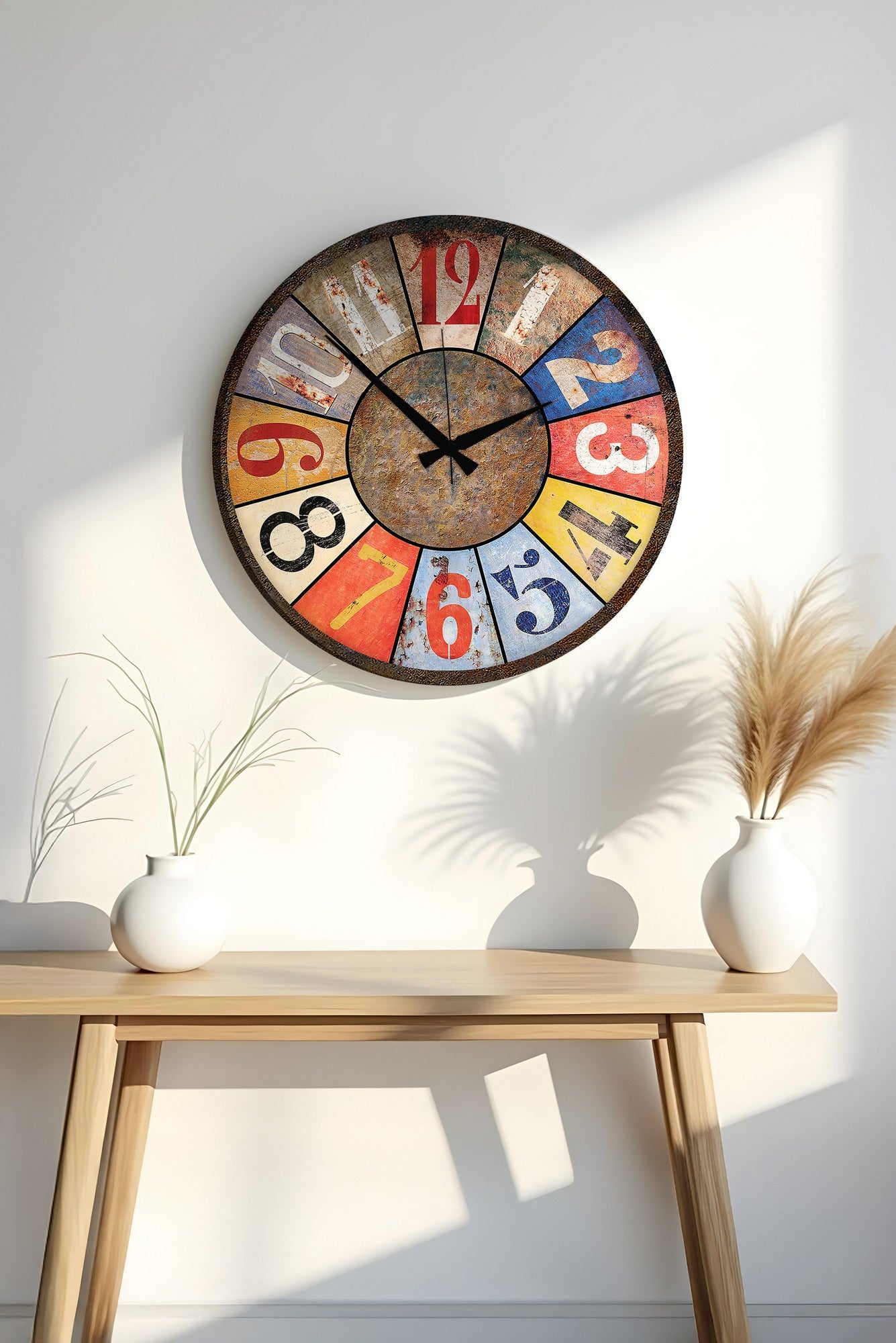 Relógio Decorativo MDF Multicolor 50x50cm - Design Moderno para Decoração de Interiores