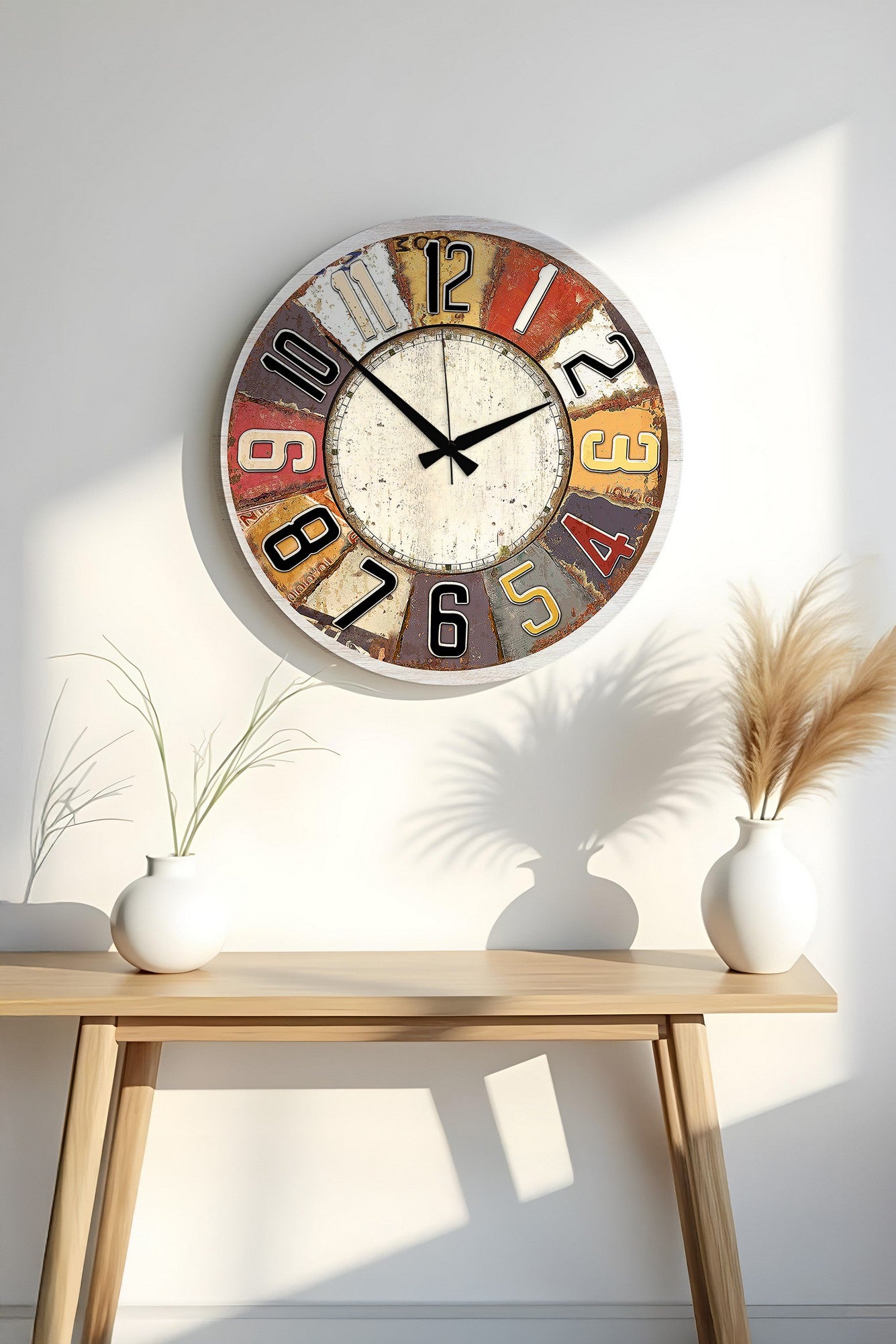 Relógio Decorativo MDF Multicolor 50x50cm - Design Moderno para Decoração de Interiores