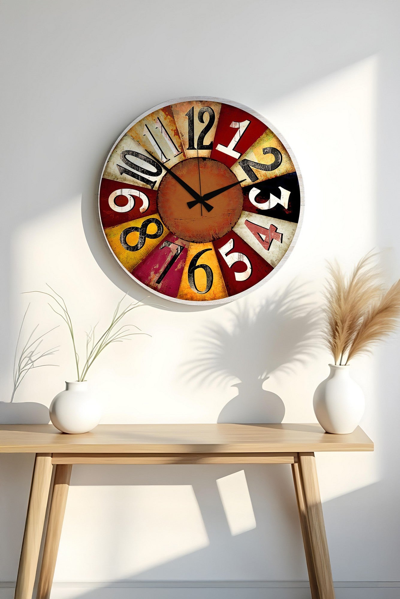 Relógio Decorativo MDF Multicolor 50x50cm - Design Moderno para Decoração de Interiores