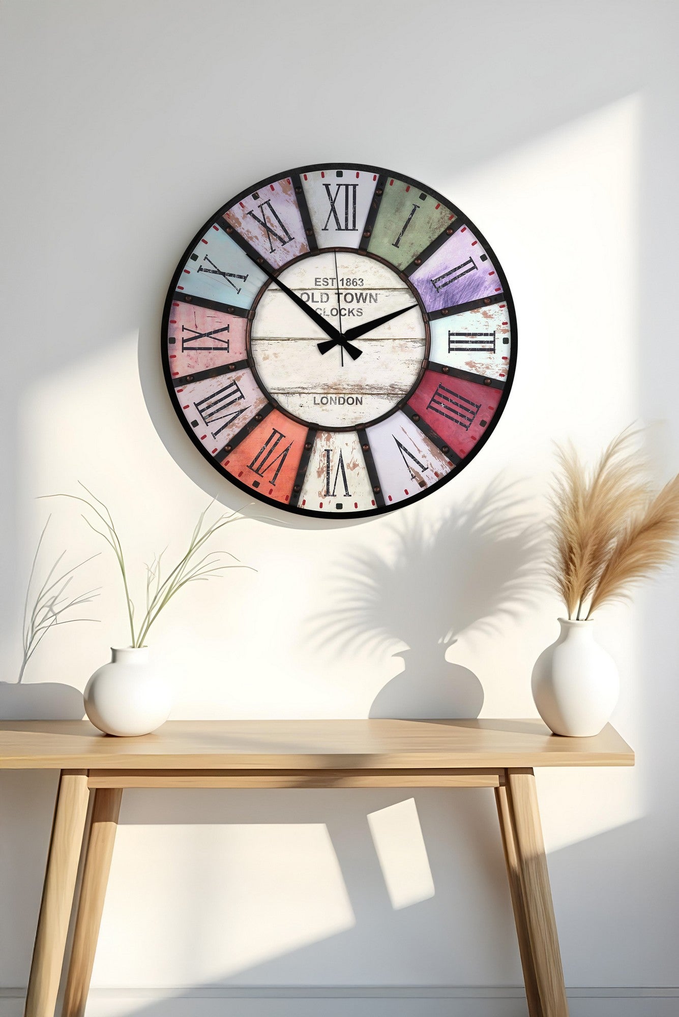 Relógio Decorativo MDF Multicolor 50x50cm - Design Moderno para Decoração de Interiores