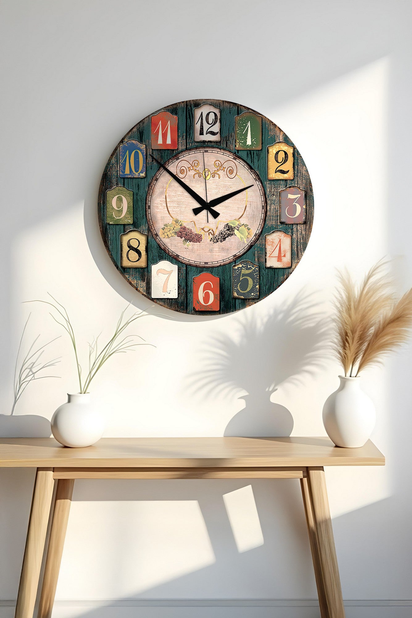 Relógio Decorativo MDF Multicolor 50x50cm - Design Moderno para Decoração de Interiores