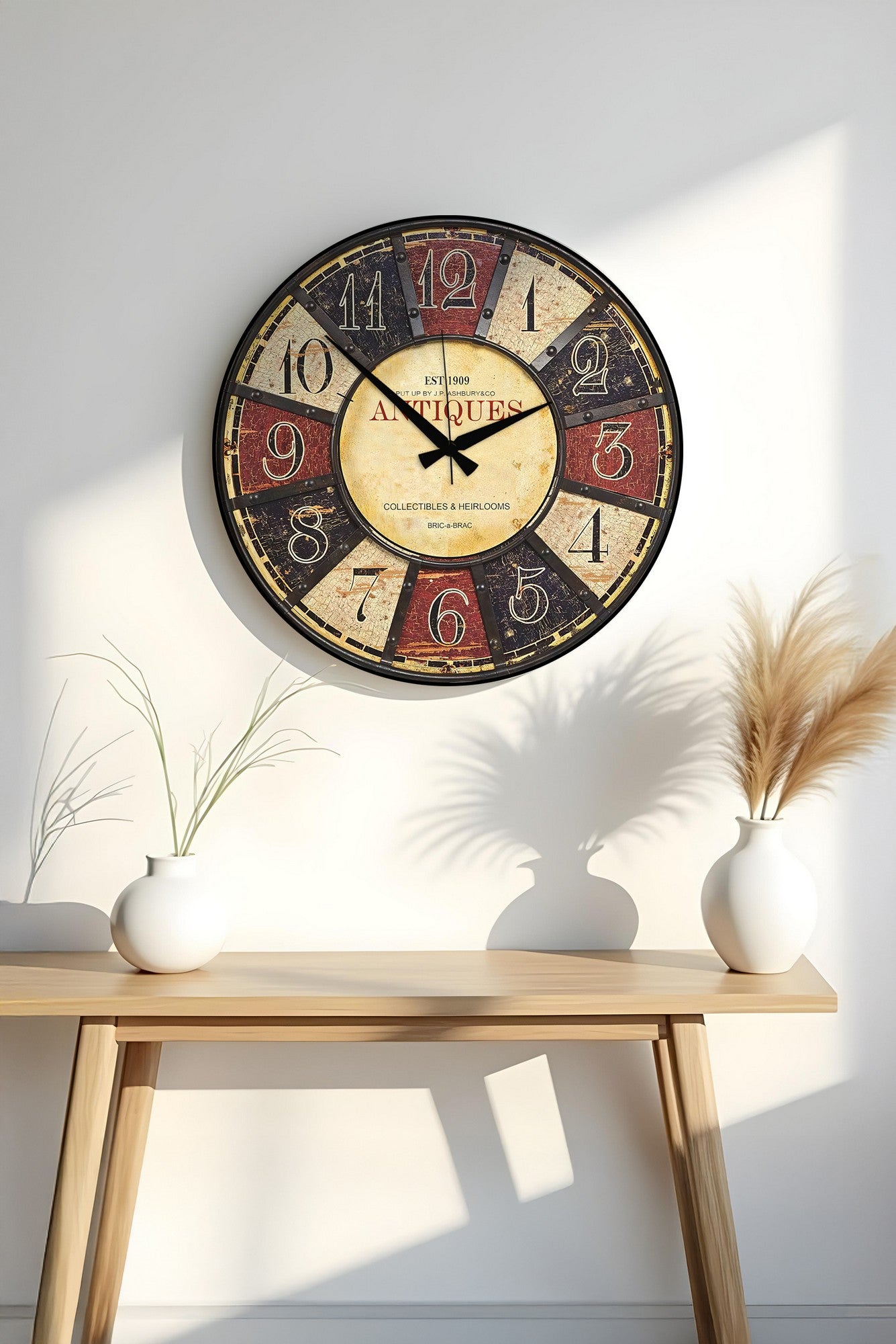 Relógio Decorativo MDF Multicolor 50x50cm - Design Moderno para Decoração de Interiores