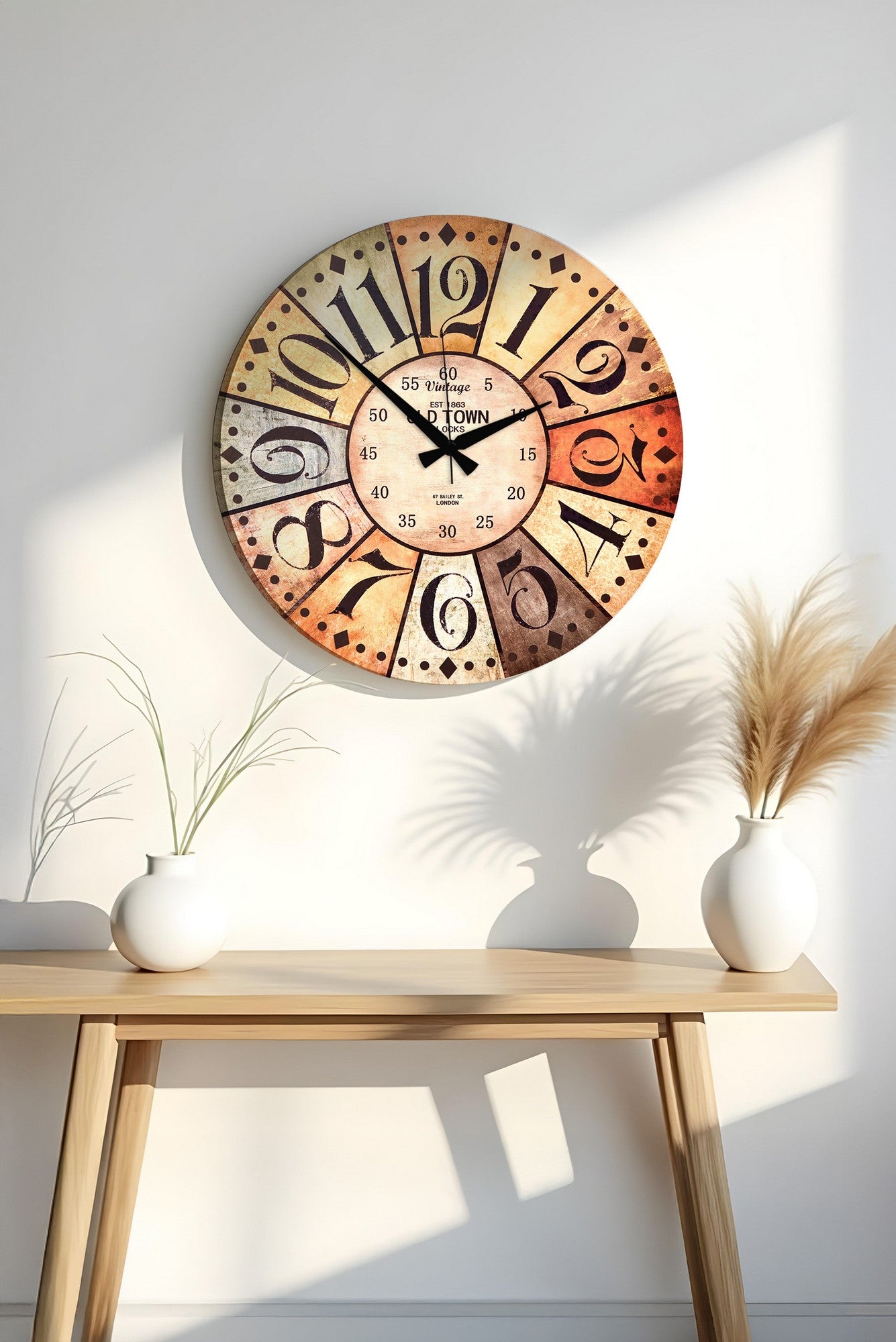 Relógio Decorativo MDF Multicolor 50x50cm - Design Moderno para Decoração de Interiores