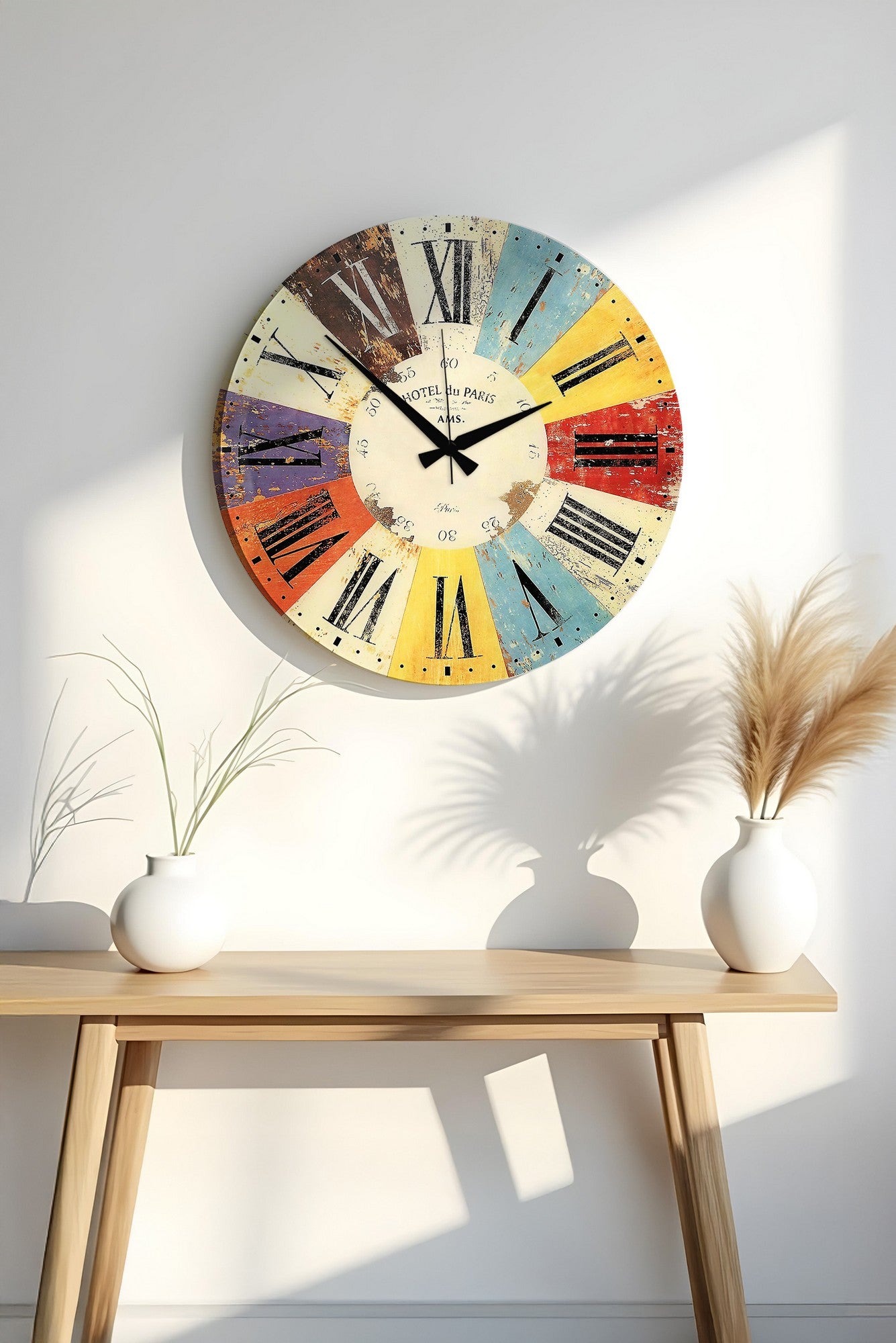 Relógio Decorativo MDF Multicolor 50x50cm - Design Moderno para Decoração de Interiores