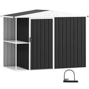 Abrigo de Jardim 2,7m² Cinza Escuro 245x117x180 cm com Prateleira e Ventilação