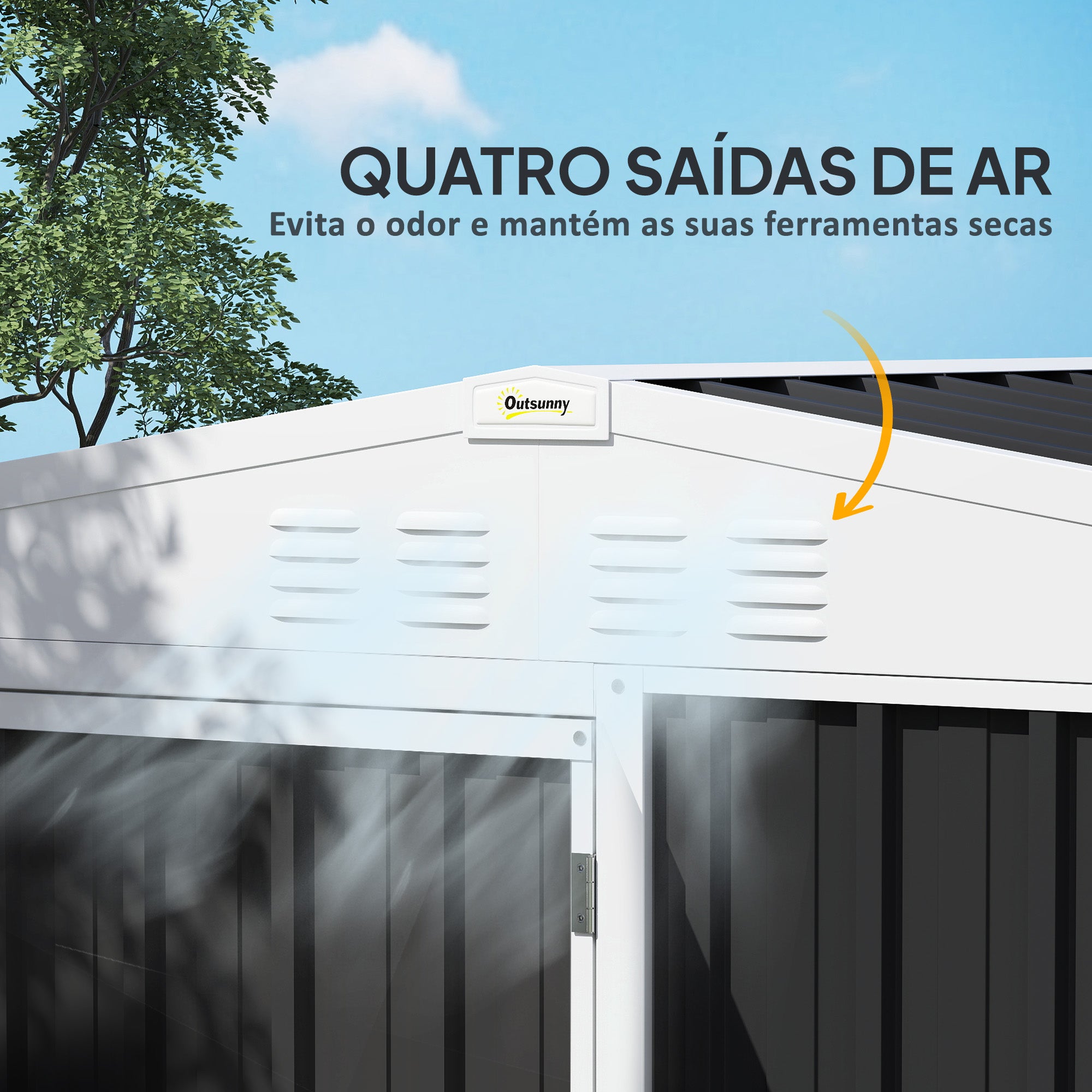 Abrigo de Jardim 2,7m² Cinza Escuro 245x117x180 cm com Prateleira e Ventilação