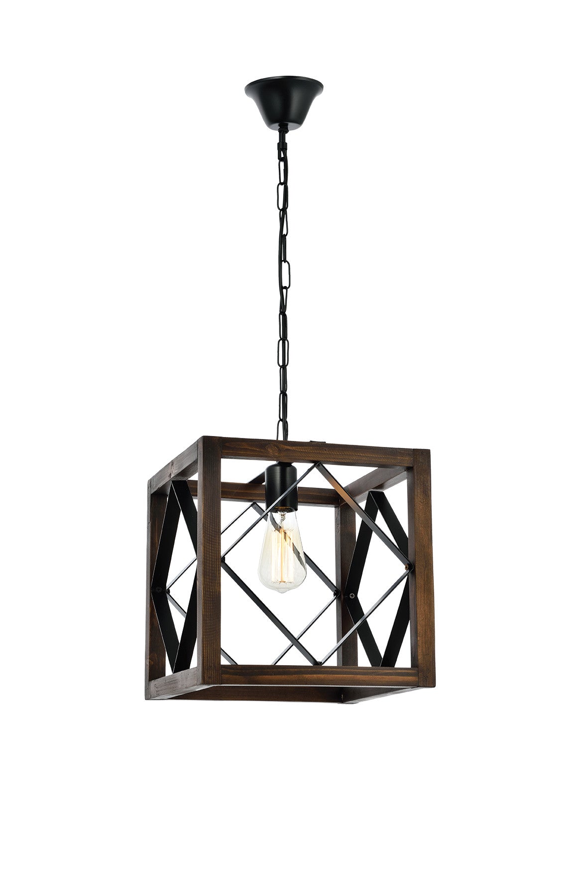 Candeeiro de Teto – 18 cm – Noz e Preto – Metal