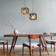 Candeeiro de Teto – 70 cm – Noz e Preto – Madeira e Metal