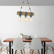 Candeeiro de Teto – 70 cm – Preto e Nogueira – Madeira e Metal