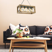 Candeeiro de Teto – 70 cm – Noz e Preto – Metal