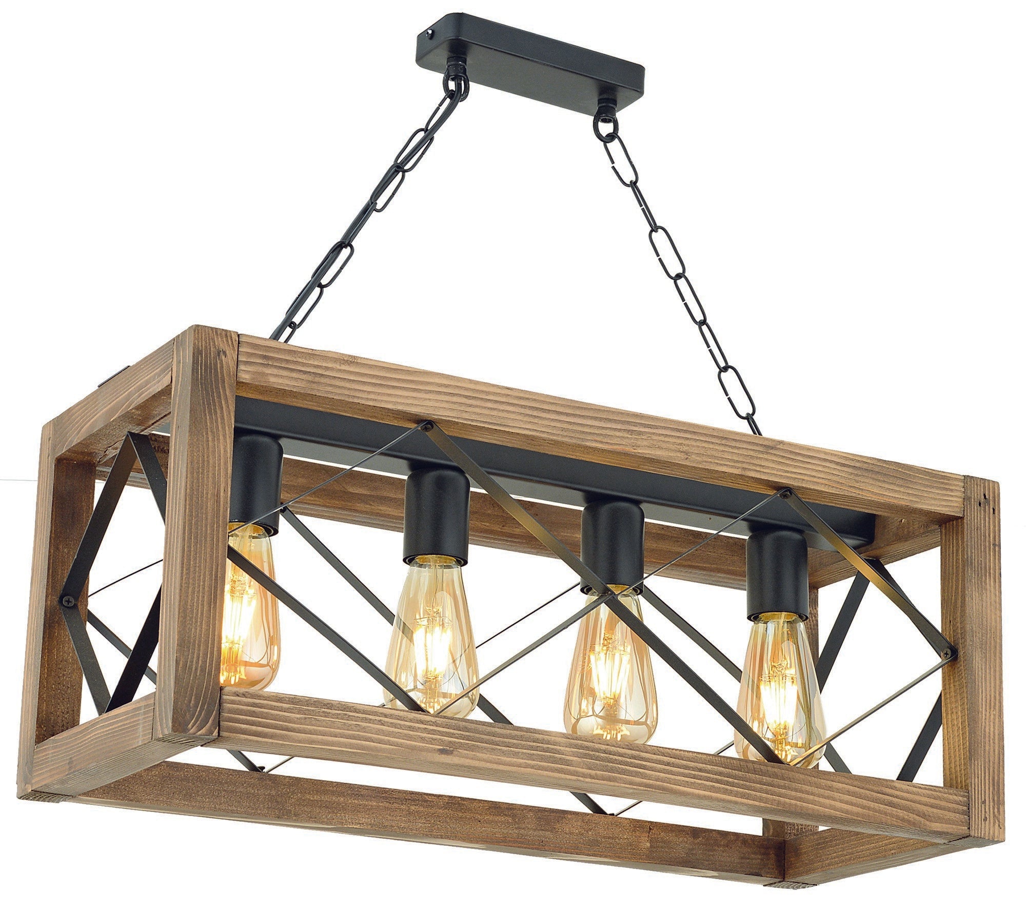 Candeeiro de Teto – 70 cm – Noz e Preto – Metal