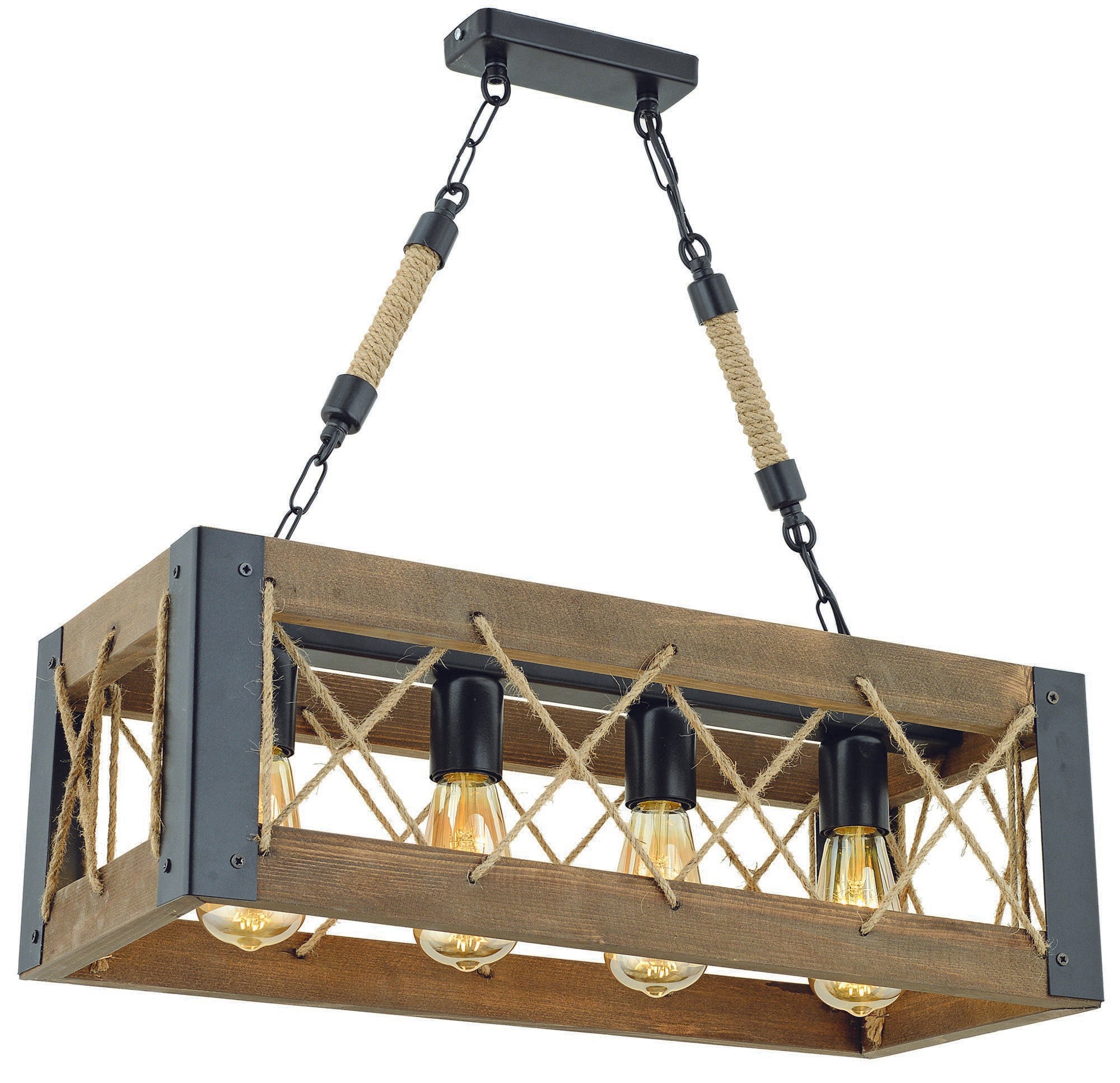 Candeeiro de Teto – 70 cm – Noz e Preto – PINHEIRO e metal