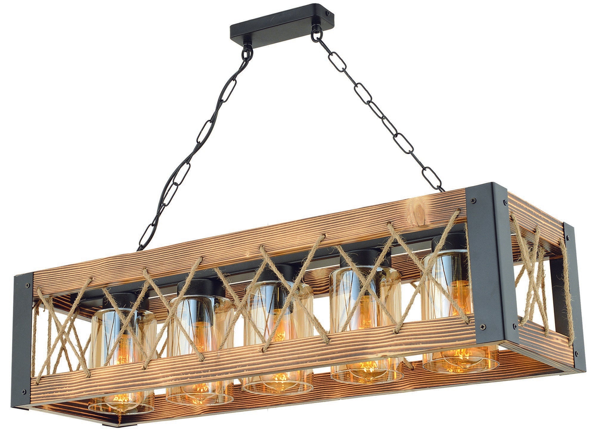 Candeeiro de Teto – 80 x 25 cm – Noz e Preto – Madeira