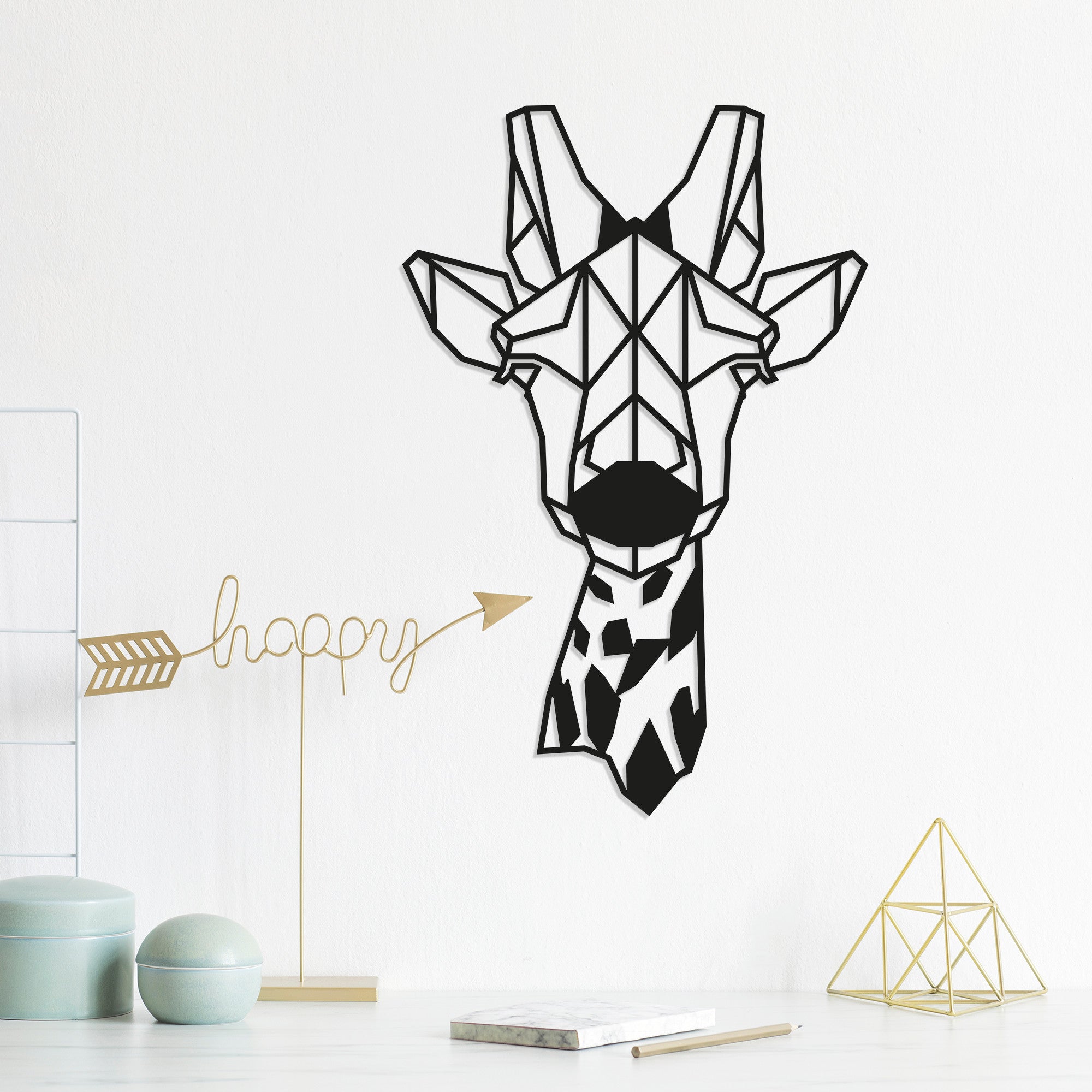 Acessório de parede decorativo de metal preto elegante, 33 x 50 cm | 100% metal, 1,5 mm de espessura | Fácil montagem na parede para decoração moderna de casa