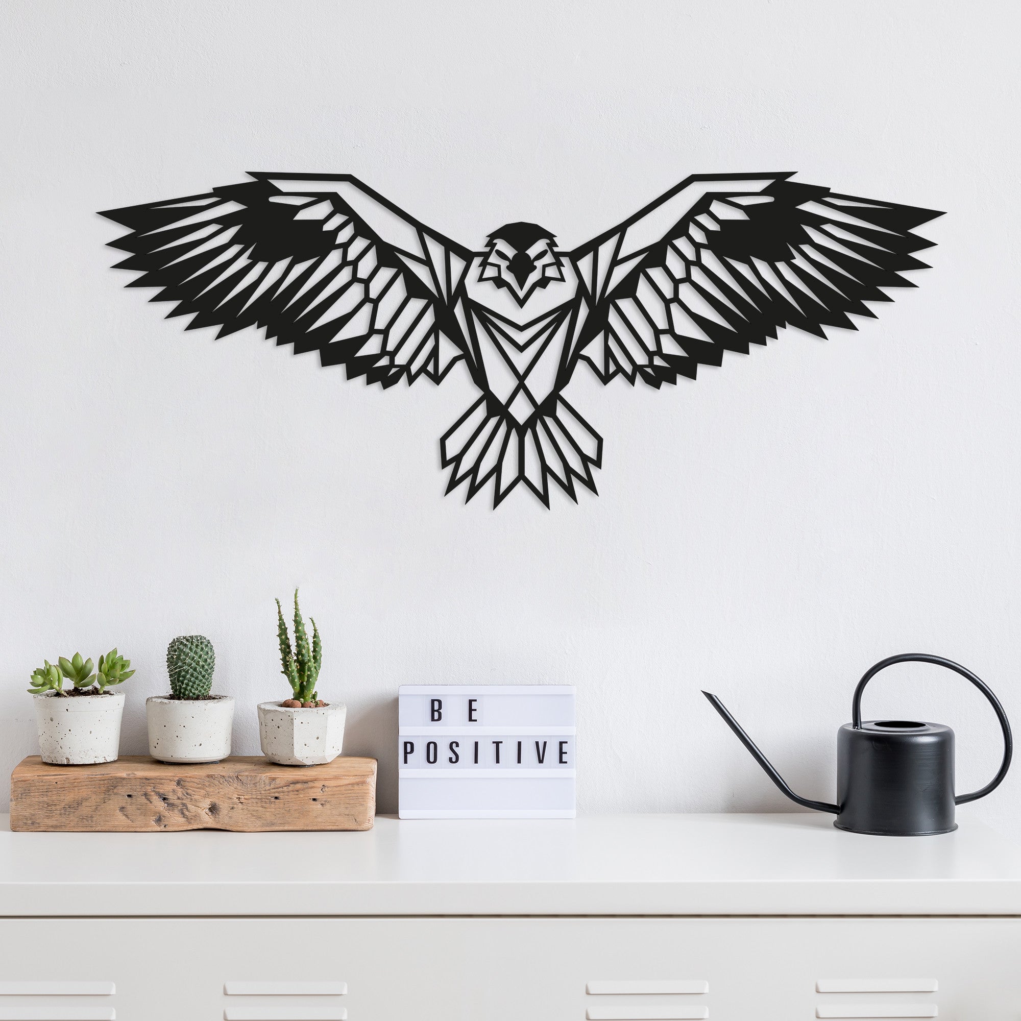Acessório de parede decorativo de metal preto elegante, 100 x 44 cm | 100% metal (1,5 mm de espessura) | Fácil de pendurar na parede | Perfeito para decoração moderna de casa