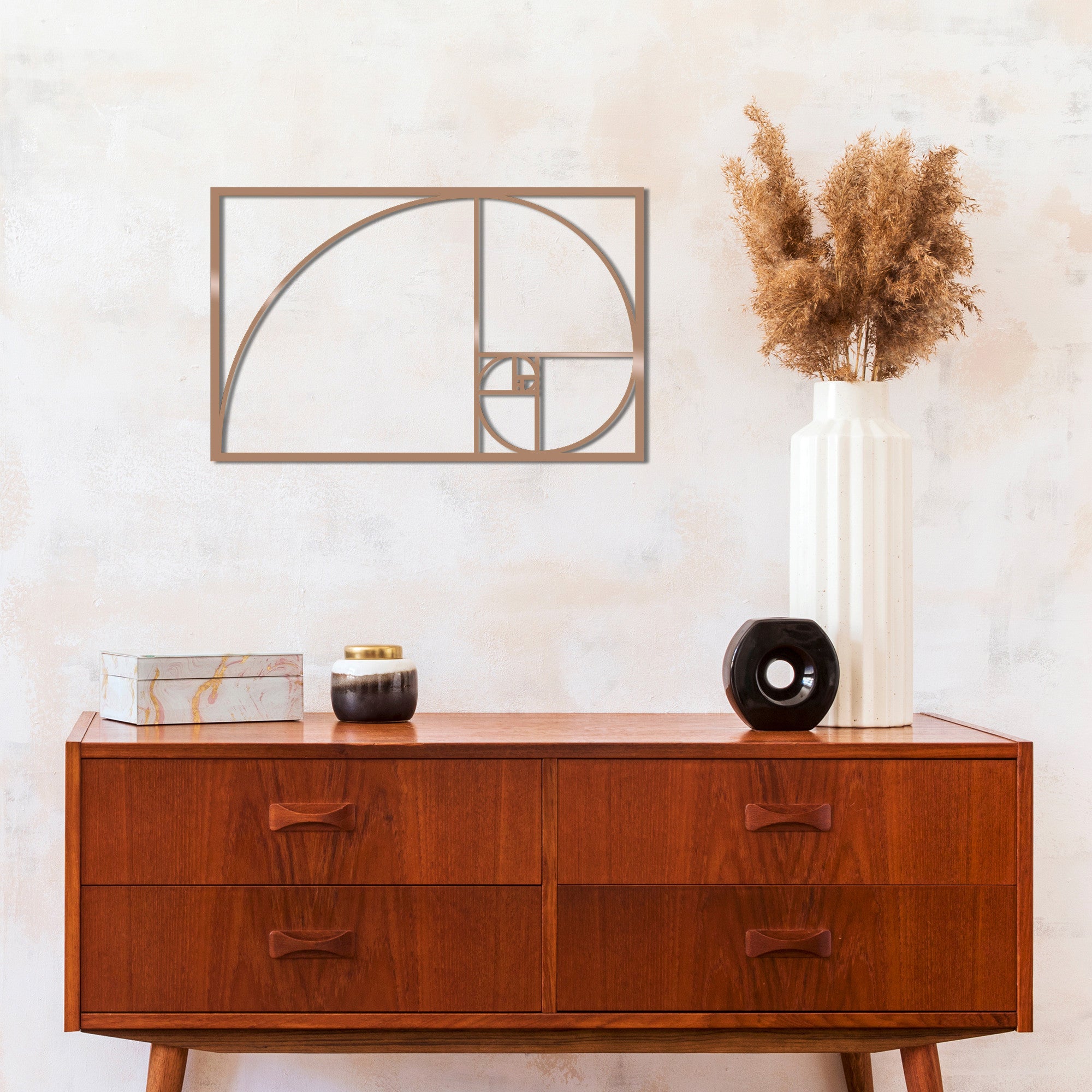 Elegante acessório decorativo de parede em metal cobre, 53 x 35 cm | 100% metal (1,5 mm) | Leve e fácil de pendurar | Perfeito para decoração de casa