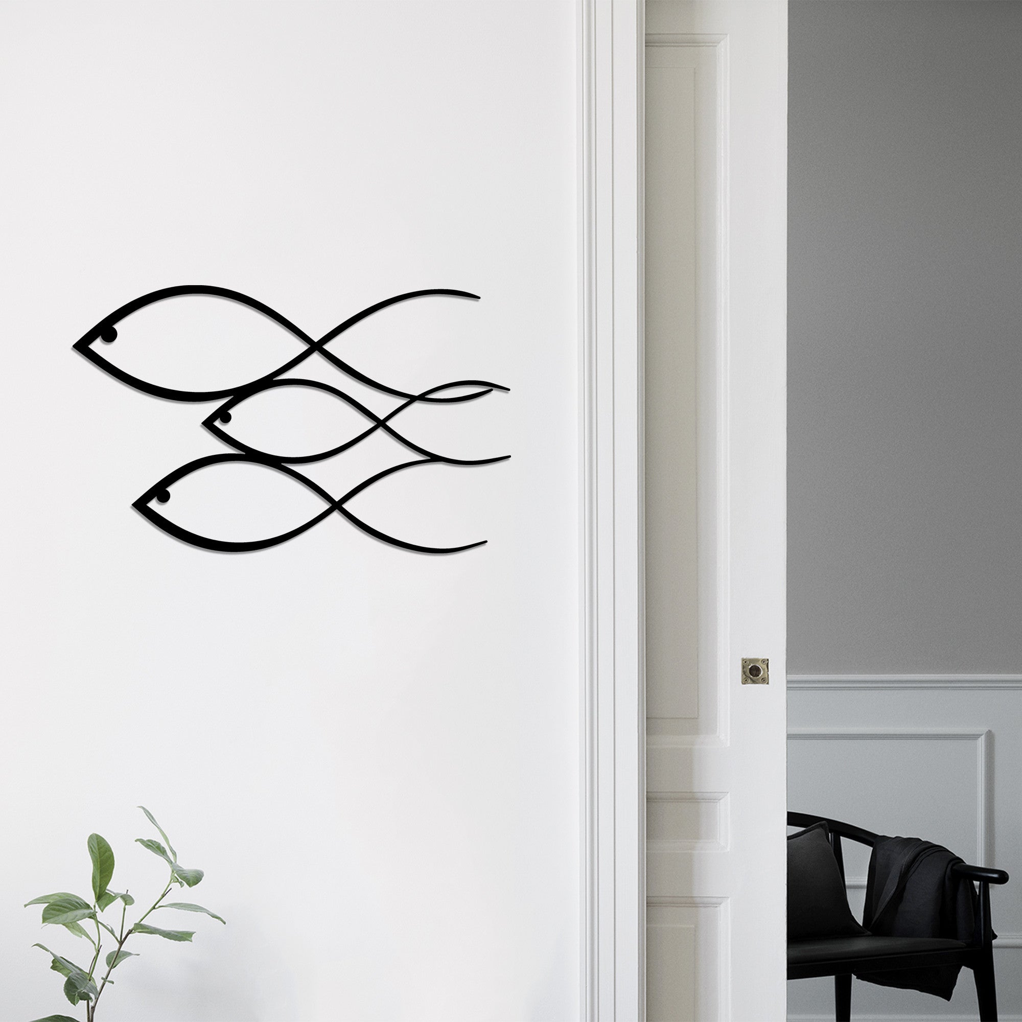 Acessório de parede decorativo de metal preto elegante, 50 x 30 cm | 100% metal (1,5 mm de espessura) | Fácil montagem na parede | Perfeito para decoração moderna de casa