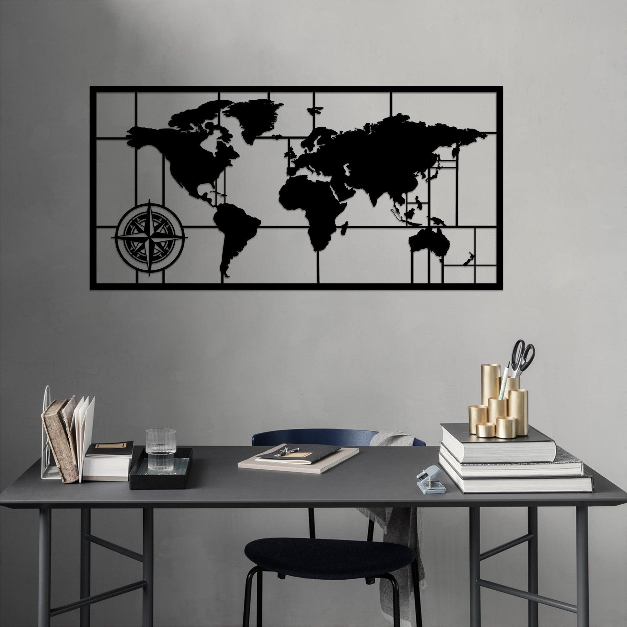 Acessório de parede decorativo de metal preto elegante, 121 x 60 cm | 100% metal (1,5 mm de espessura) | Fácil montagem na parede | Perfeito para decoração moderna de casa