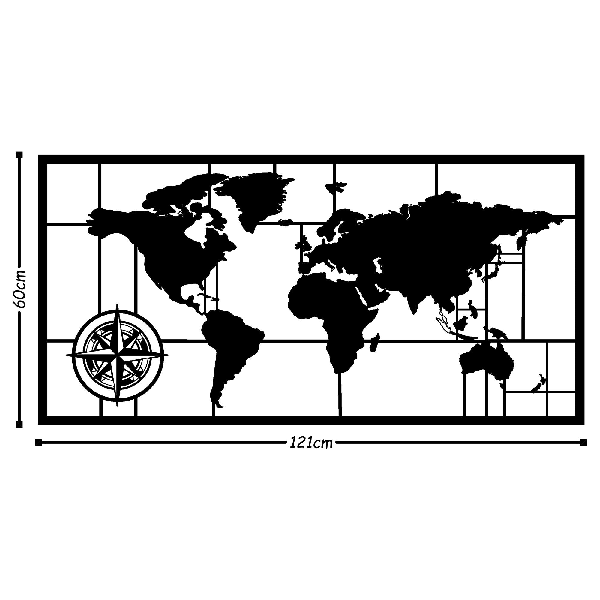 Acessório de parede decorativo de metal preto elegante, 121 x 60 cm | 100% metal (1,5 mm de espessura) | Fácil montagem na parede | Perfeito para decoração moderna de casa