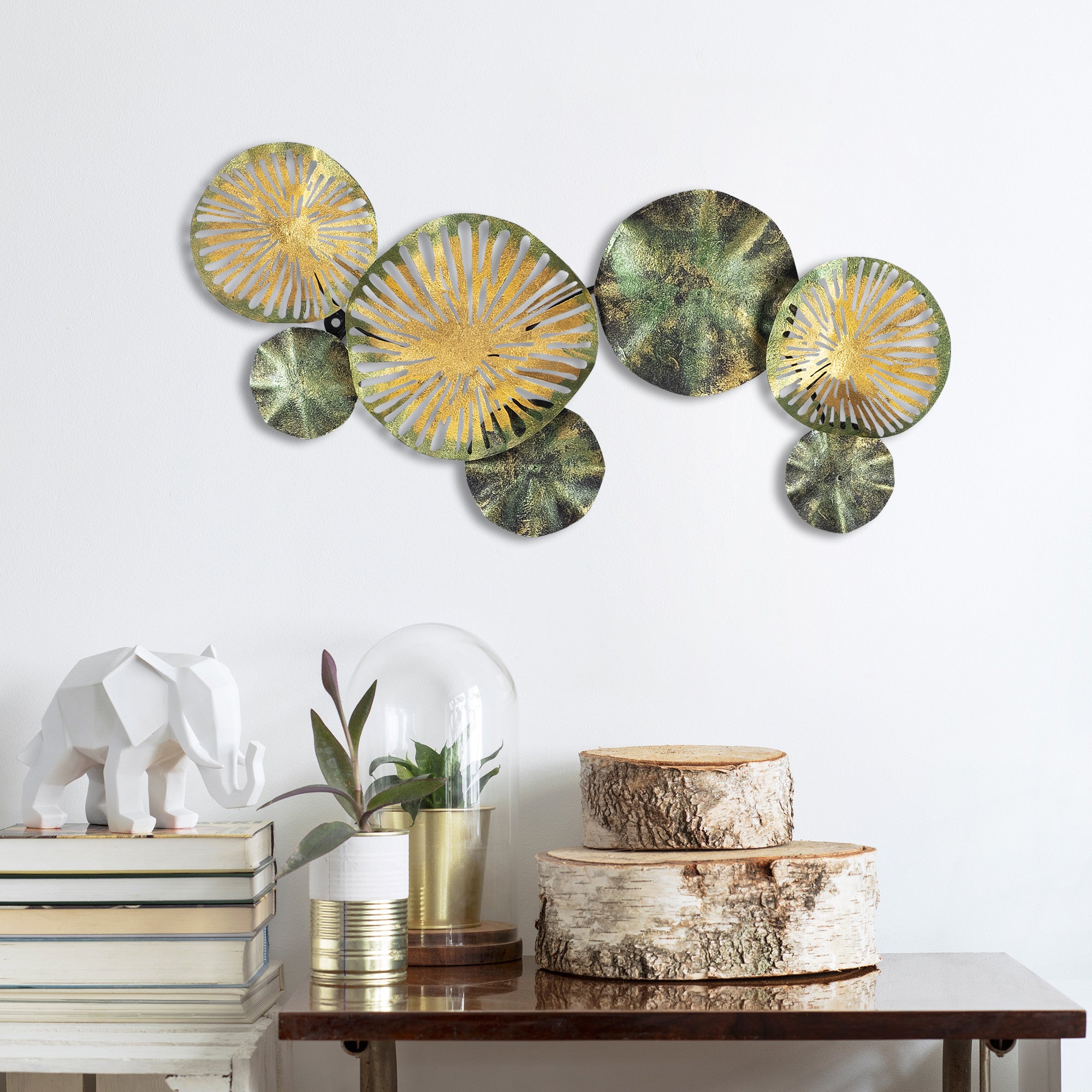 Acessório de parede decorativo de metal pintado à mão, 74 x 38 x 5 cm | 100% metal (1,5 mm) | Peça de arte exclusiva para decoração de casa, leve e fácil de pendurar