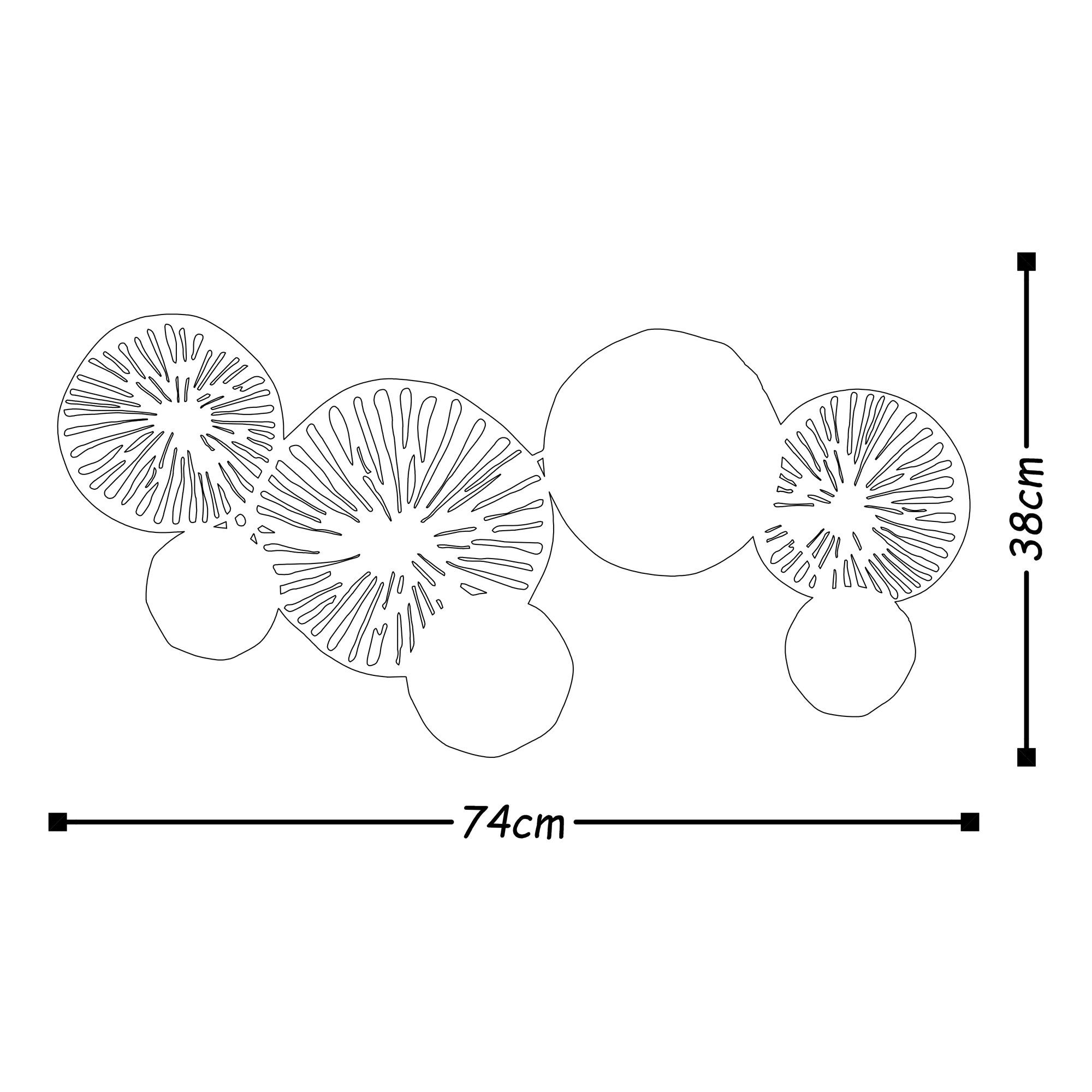 Acessório de parede decorativo de metal pintado à mão, 74 x 38 x 5 cm | 100% metal (1,5 mm) | Peça de arte exclusiva para decoração de casa, leve e fácil de pendurar