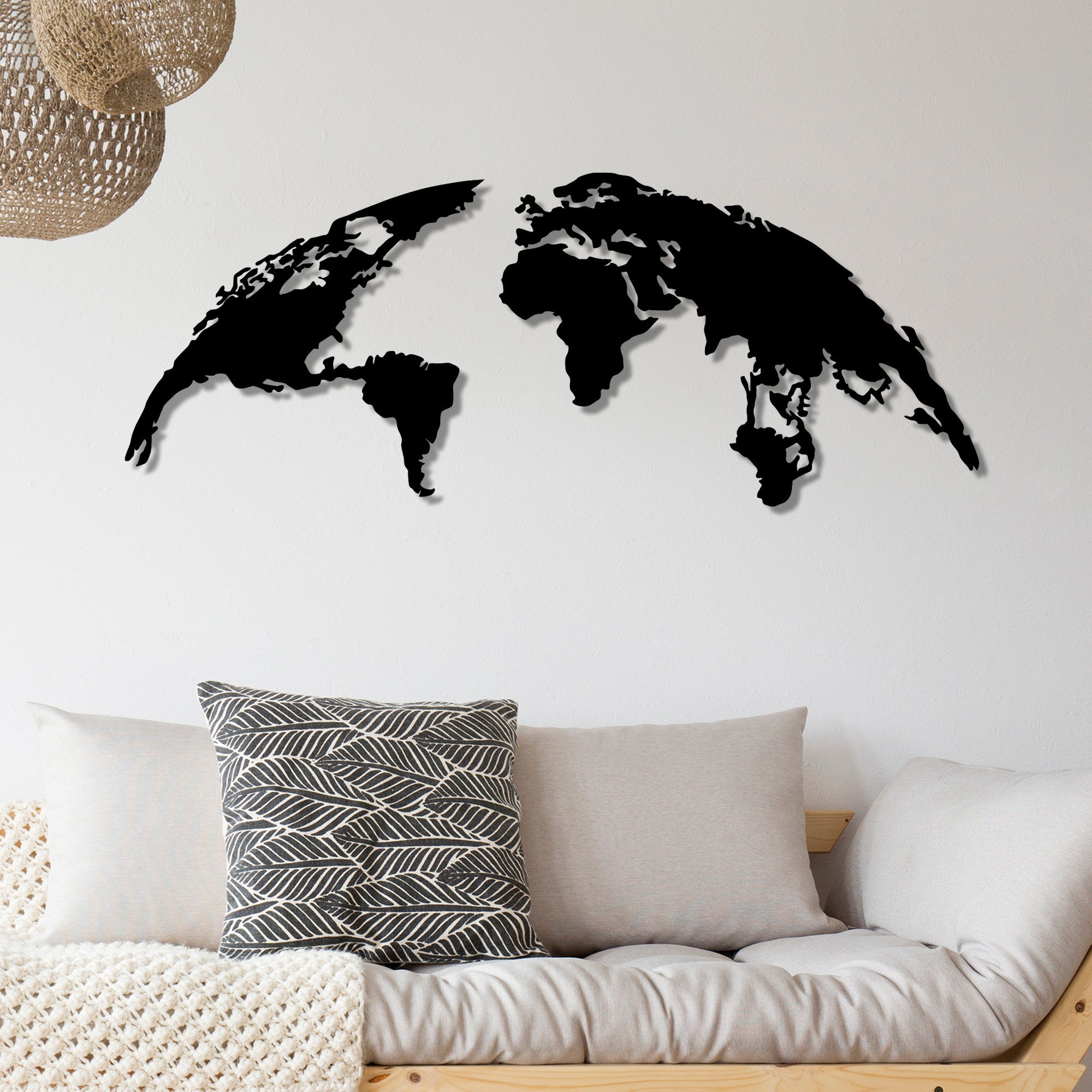 Acessório de parede decorativo de metal preto elegante, 150 x 59 cm | 100% metal (1,5 mm de espessura) | Leve (1,8 kg) e fácil de pendurar | Perfeito para decoração moderna