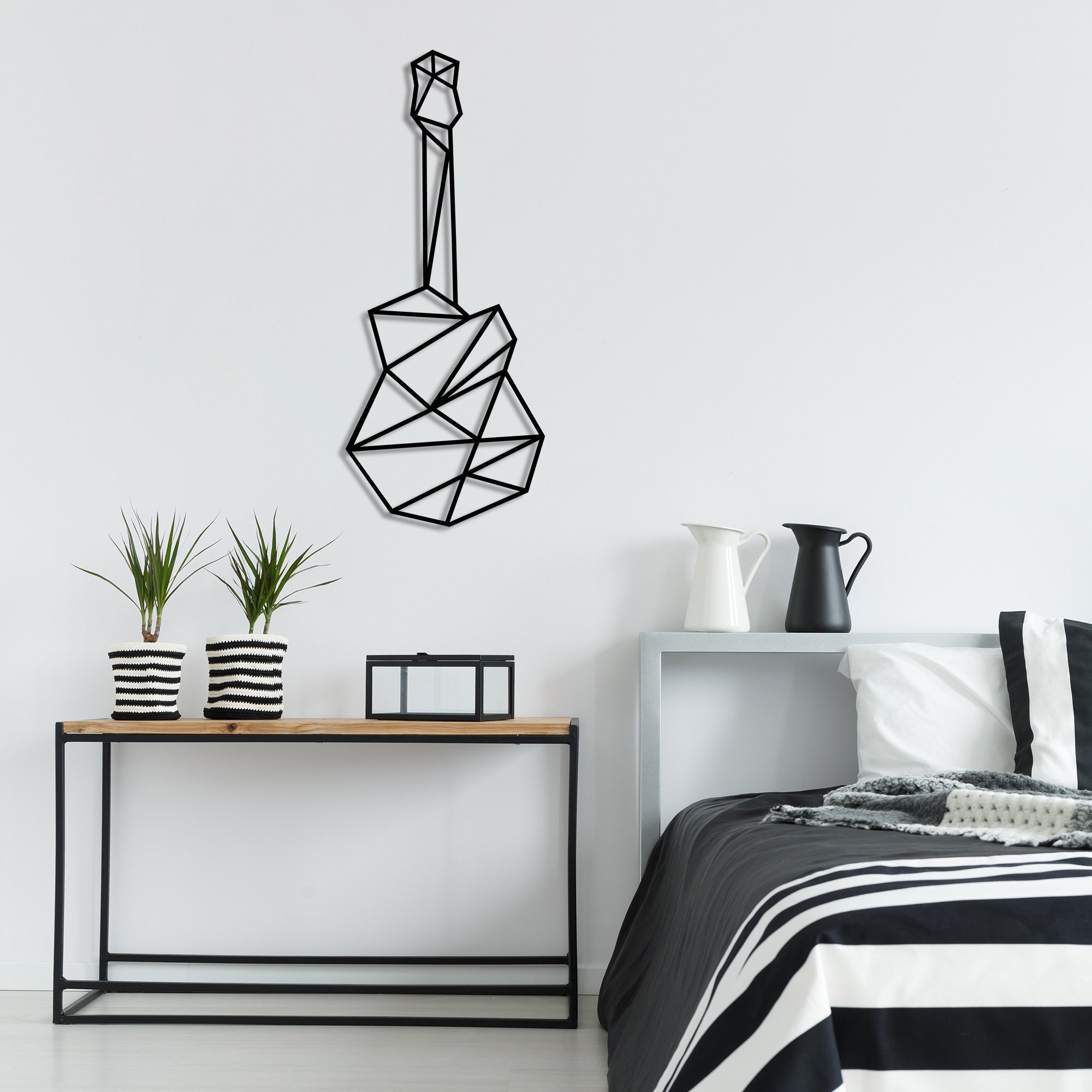 Acessório de parede decorativo de metal preto elegante, 23 x 55 cm | 100% metal, 1,5 mm de espessura | Fácil montagem na parede, perfeito para decoração moderna de casa