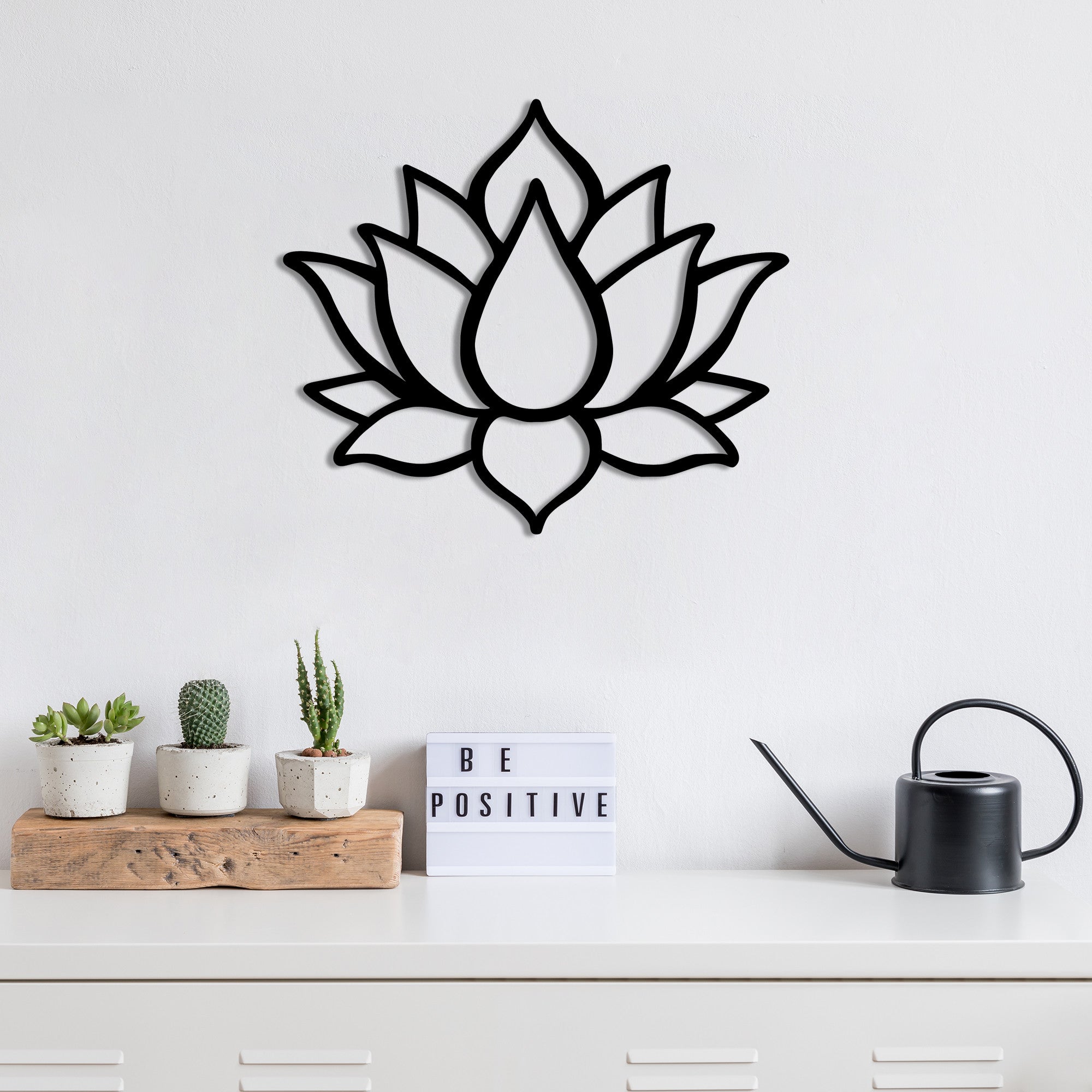Acessório de parede decorativo de metal preto elegante, 50 x 43 cm | 100% metal (1,5 mm de espessura) | Fácil montagem na parede | Perfeito para decoração moderna de casa