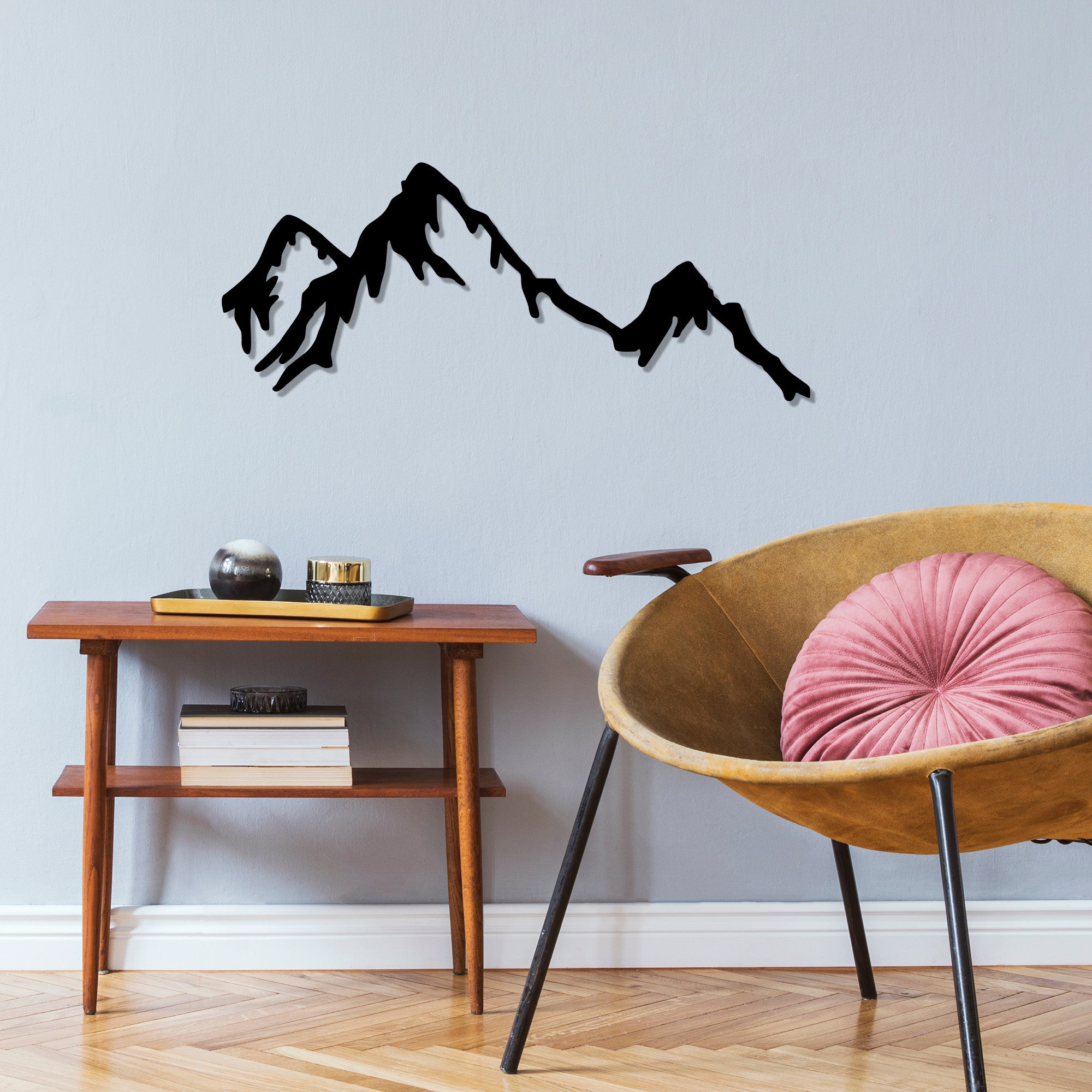 Acessório de parede decorativo de metal preto elegante, 70 x 30 cm | 100% metal (1,5 mm de espessura) | Fácil de pendurar na parede | Perfeito para decoração moderna de casa