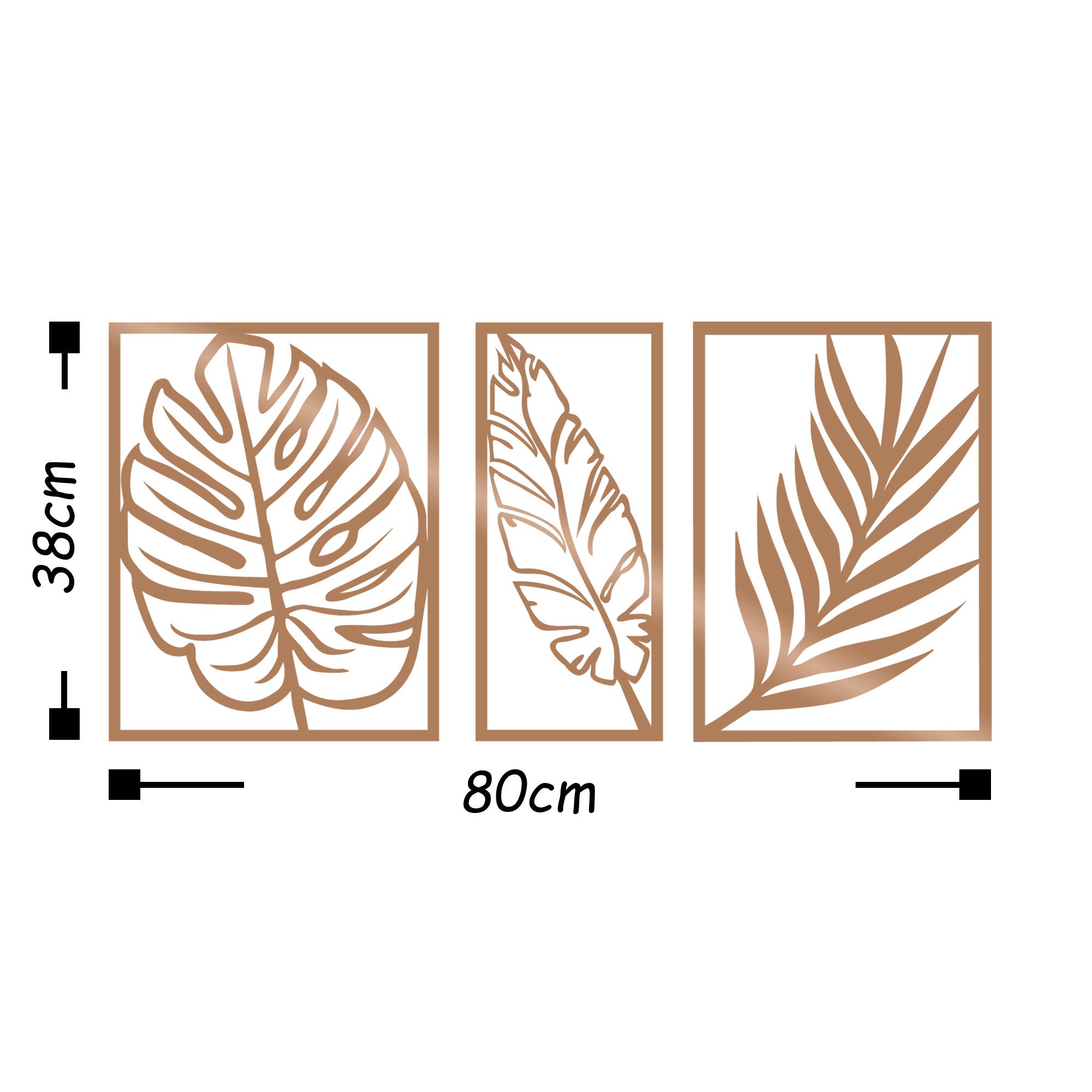 Elegante acessório decorativo de parede em metal cobre, 80 x 38 cm | 100% metal (1,5 mm) | Fácil montagem na parede | Perfeito para decoração moderna