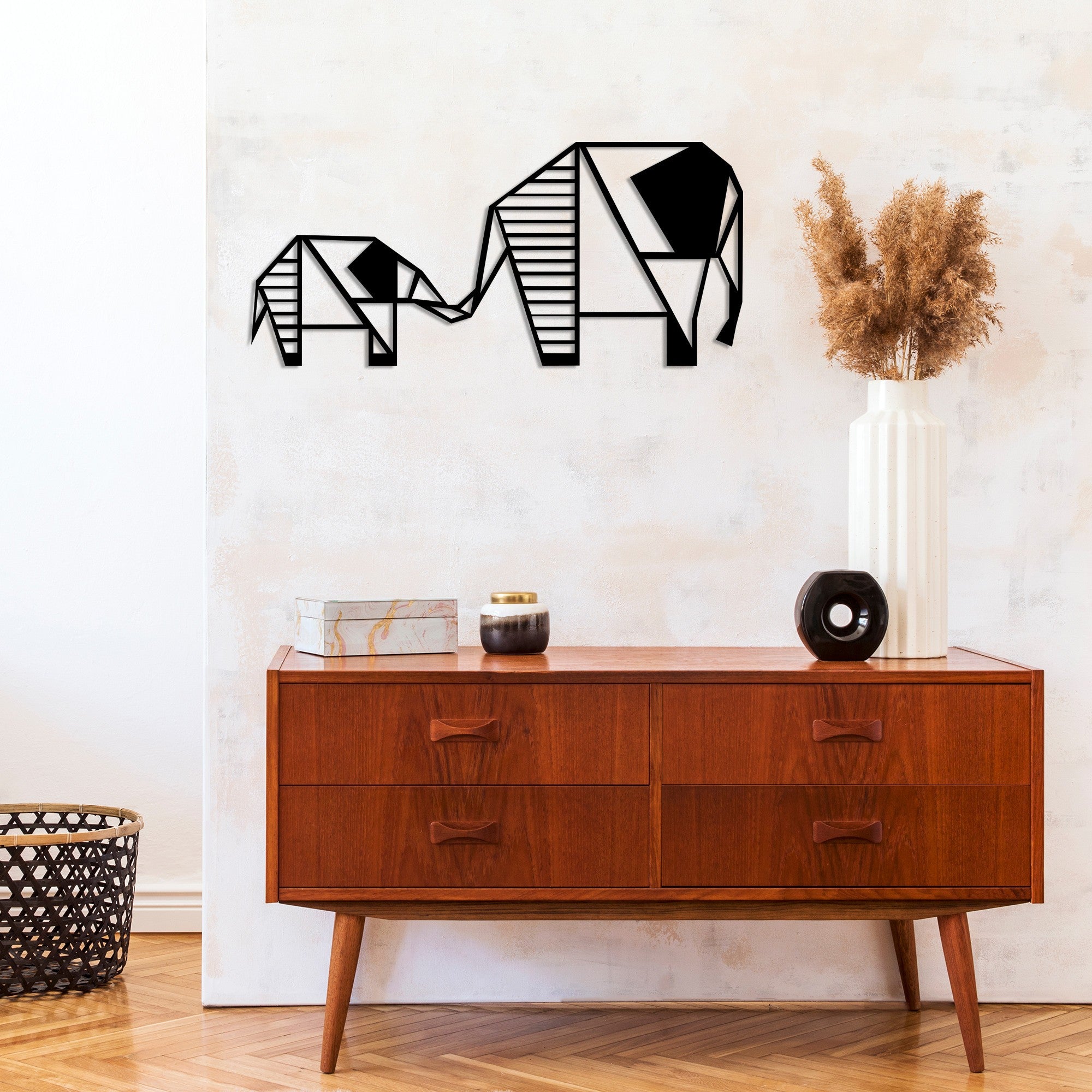 Acessório de parede decorativo de metal preto elegante, 55 x 25 cm | 100% metal, 1,5 mm de espessura | Fácil montagem na parede para decoração moderna de casa