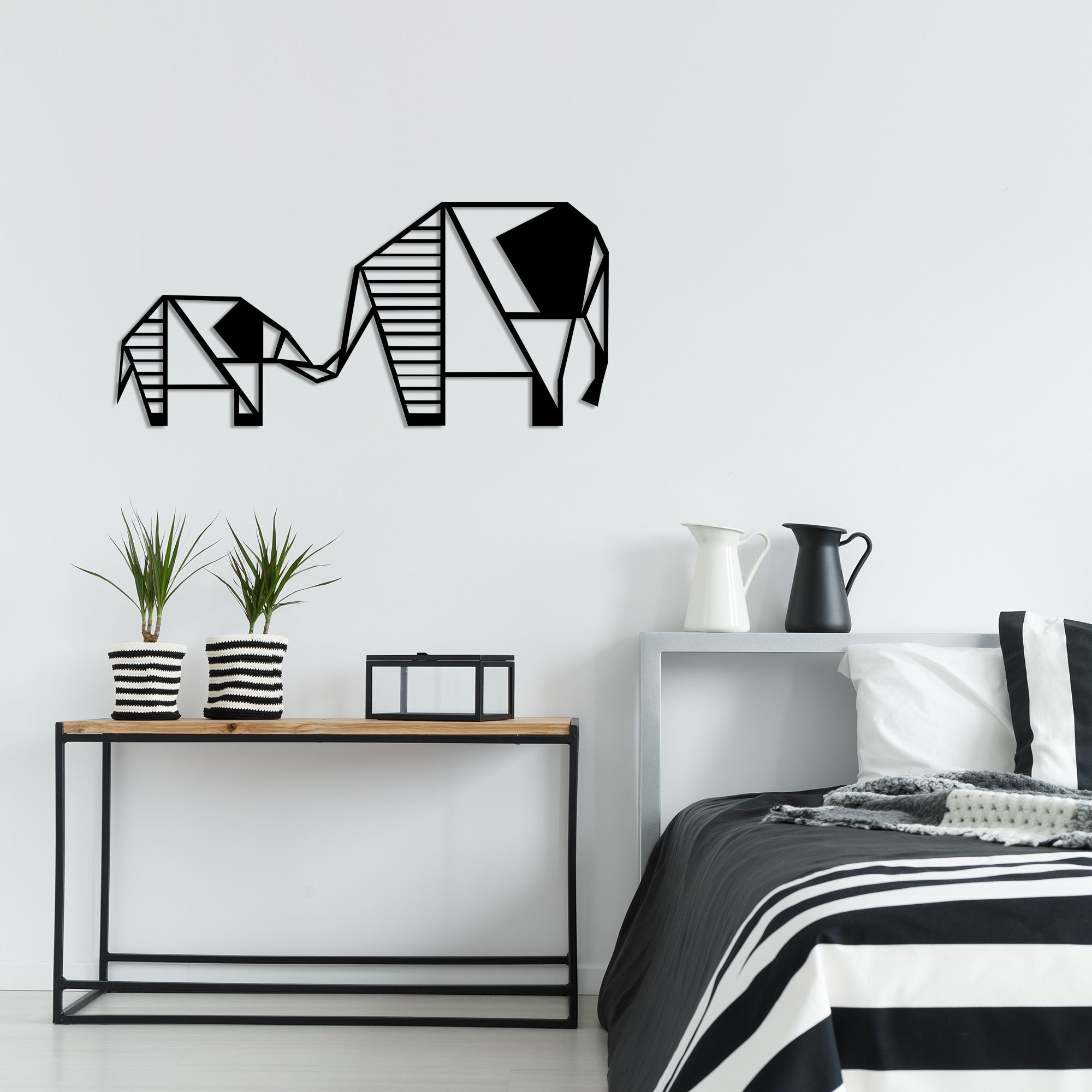 Acessório de parede decorativo de metal preto elegante, 55 x 25 cm | 100% metal, 1,5 mm de espessura | Fácil montagem na parede para decoração moderna de casa
