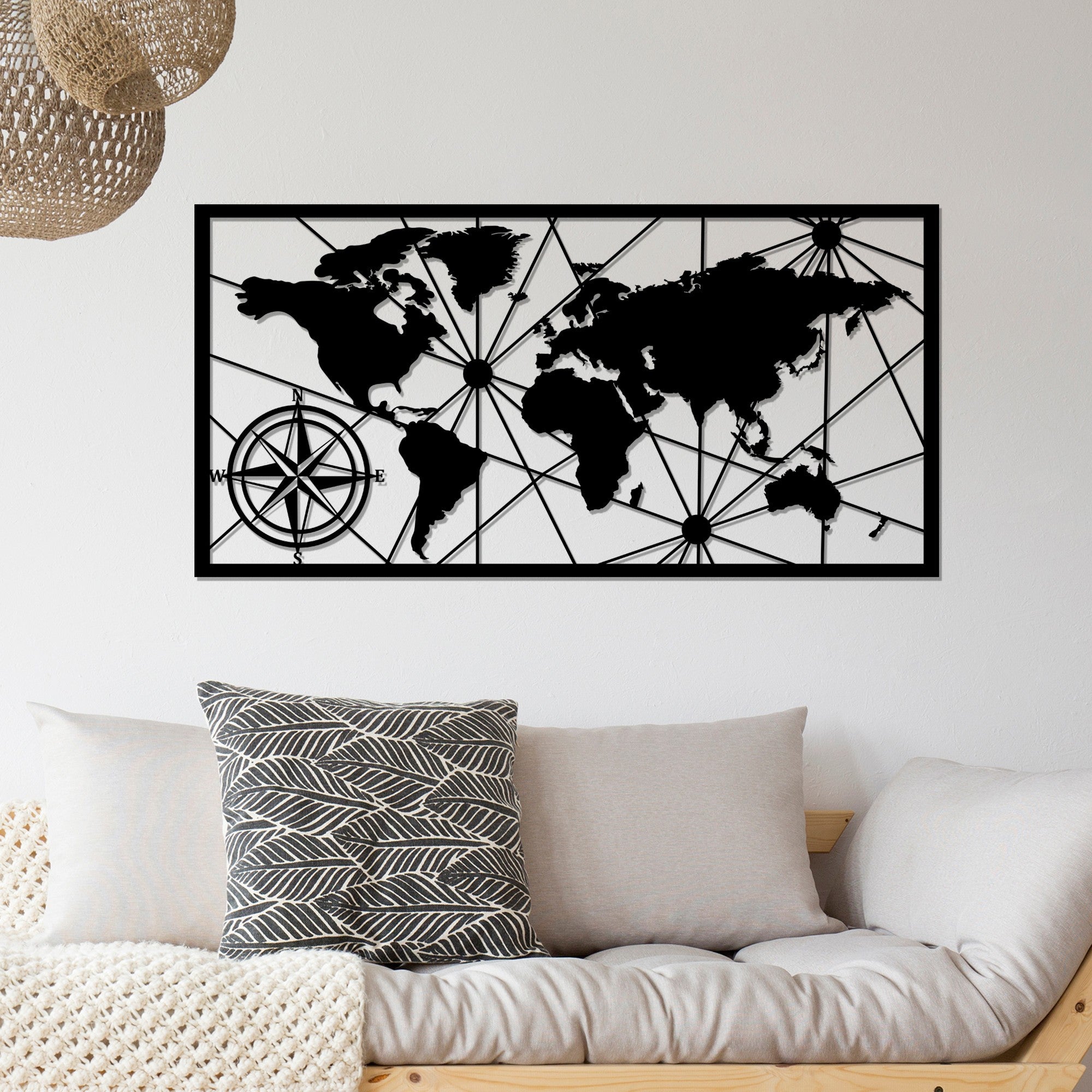Acessório de parede decorativo de metal preto elegante, 120 x 60 cm | 100% metal, 1,5 mm de espessura | Fácil montagem na parede para decoração moderna de casa